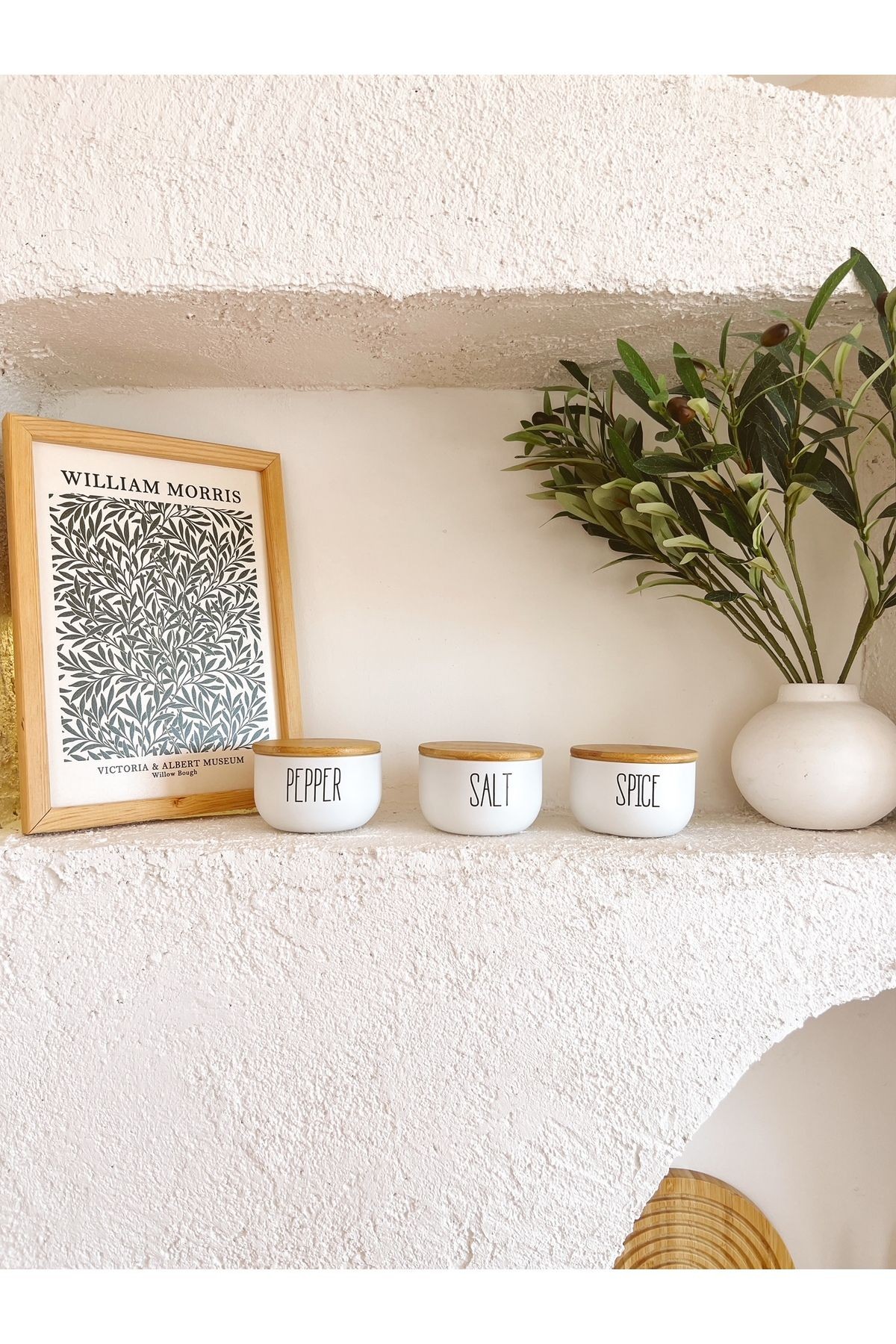 3Lü Cam Bambu Kapaklı Salt/Pepper/Spice Kavanozu