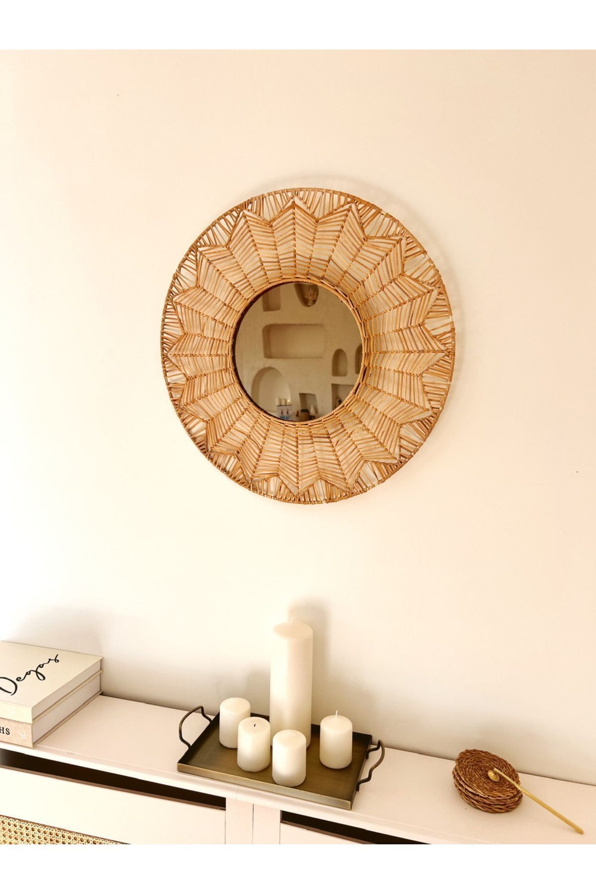 Bambu / Rattan Dekoratif Ayna 55cm