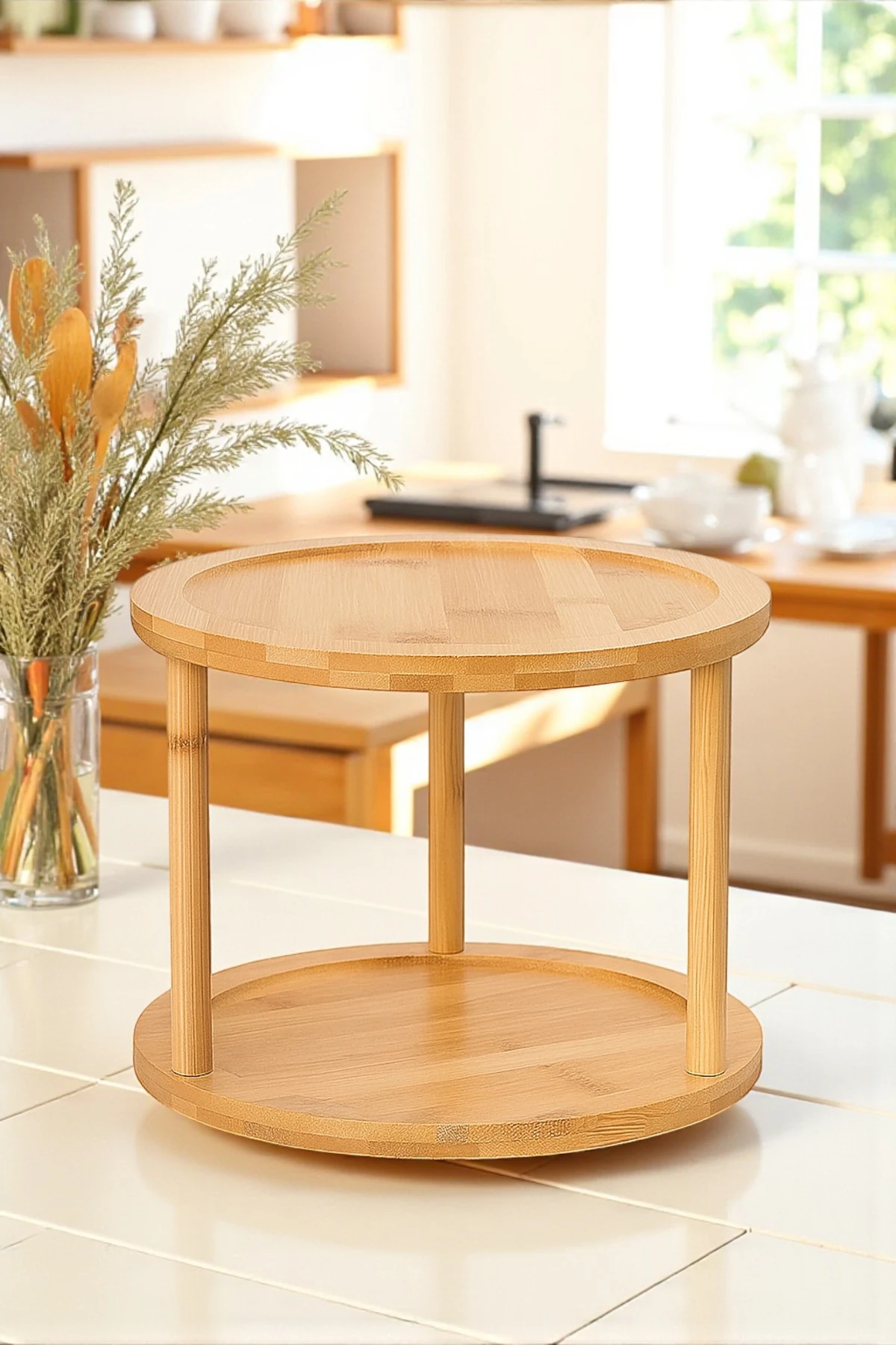 Ahşap Döner Stand 2 Katlı Sunumluk/düzenleyici