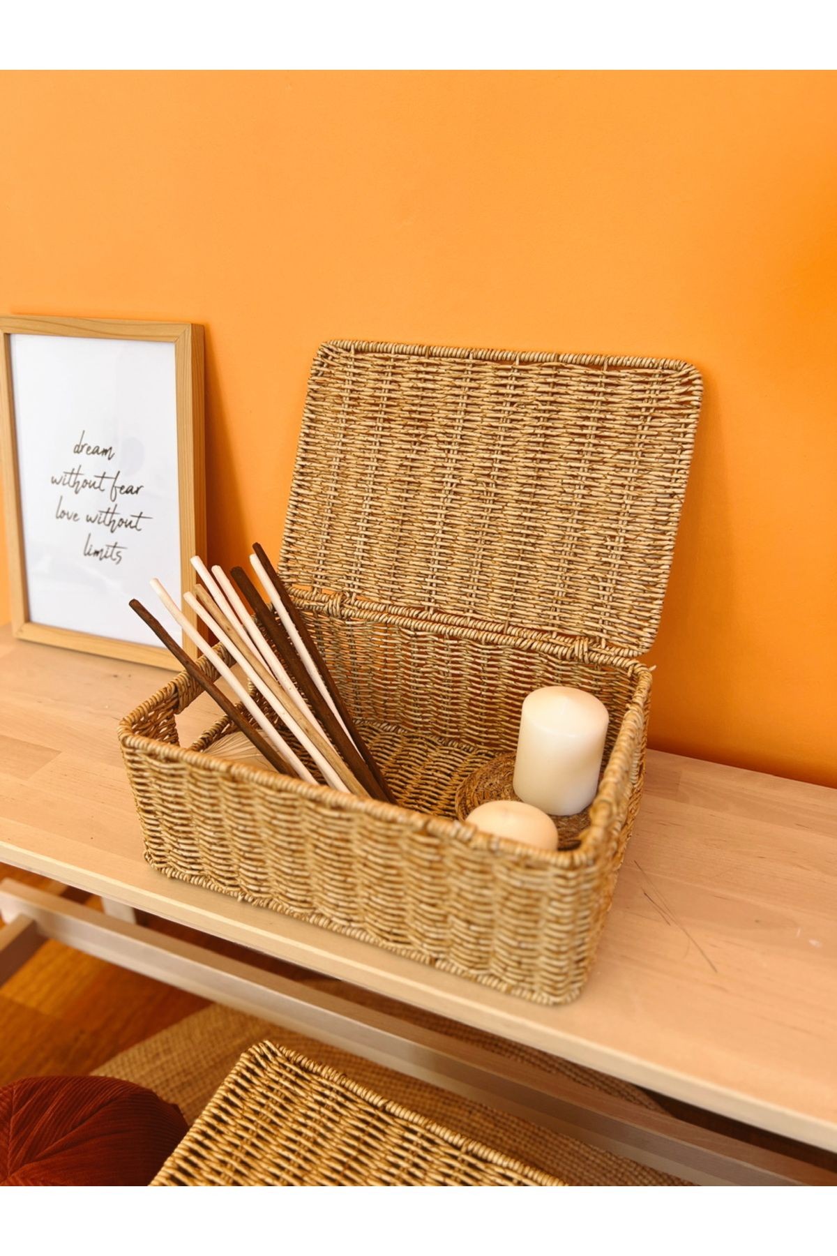 Bambu/Rattan Çok Amaçlı Hasır Düzenleyici/Organizer/Sepet/Banyo Düzenleyici