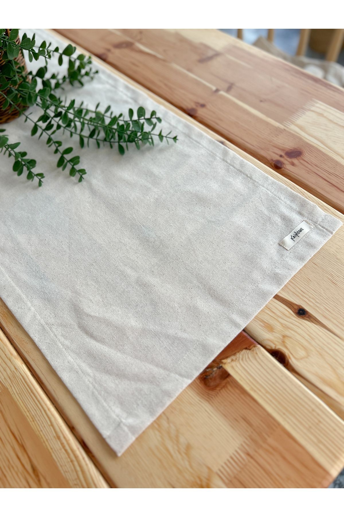 Ham Keten Dikdörtgen Düz Runner 40x120cm