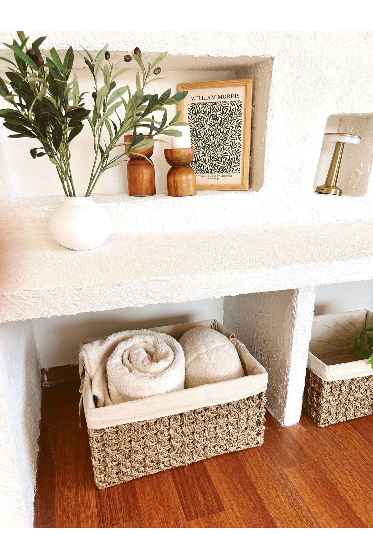 Hasır İç Korumalı Sağlam 46x36x24cm Düzenleyici/Sepet/Organizer
