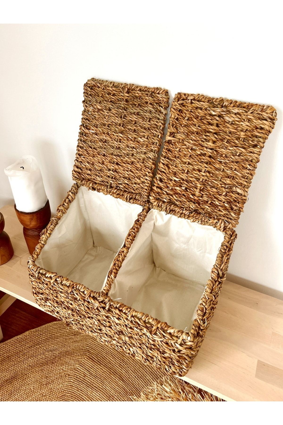 Hasır 2 Bölmeli Iç Korumalı Patates&soğan Sepeti/sepet