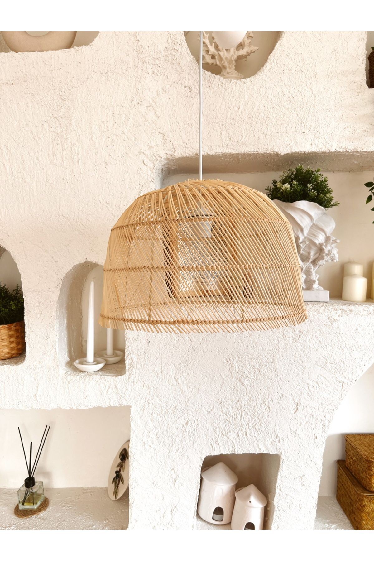 Rattan/Bambu Sarkıt Bohem Avize