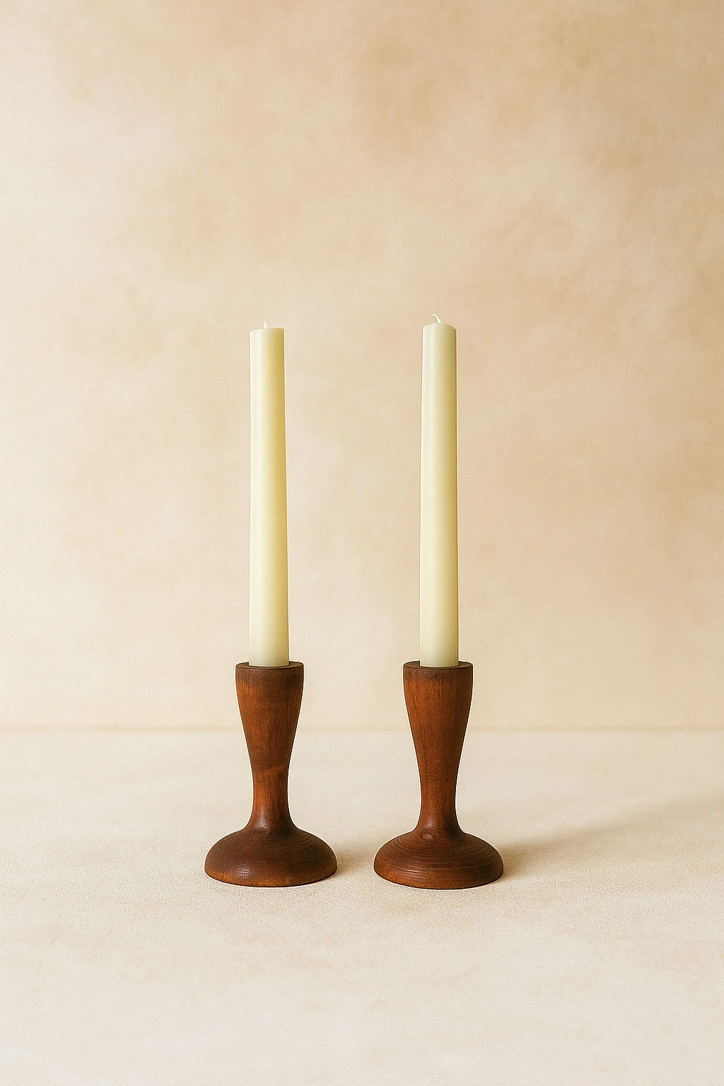 2li Ahşap Konik Mumluk / Şamdan