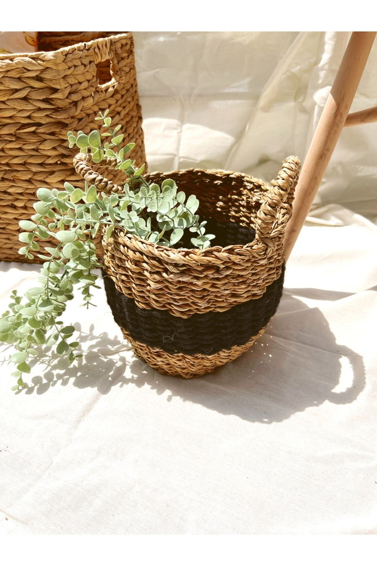 Hasır Seagrass 19x19x Kulplu Sağlam Sepet/saksılık/düzenleyici