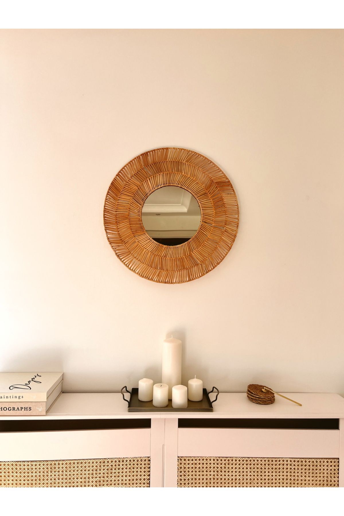 Bambu / Rattan Dekoratif Ayna 55cm