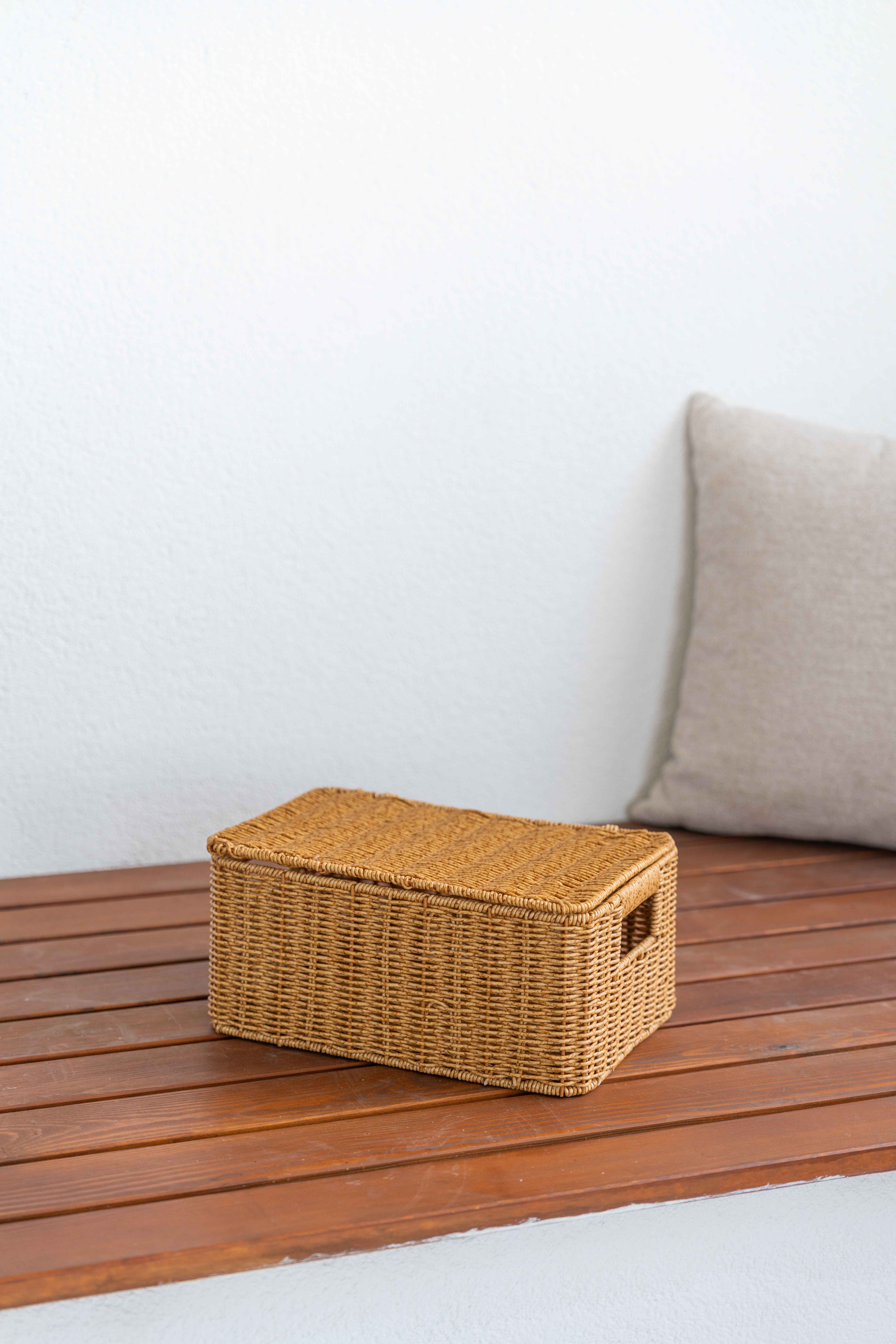 Bambu/Rattan Çok Amaçlı Küçük Boy Hasır Düzenleyici/Organizer/Sepet/Banyo Düzenleyici