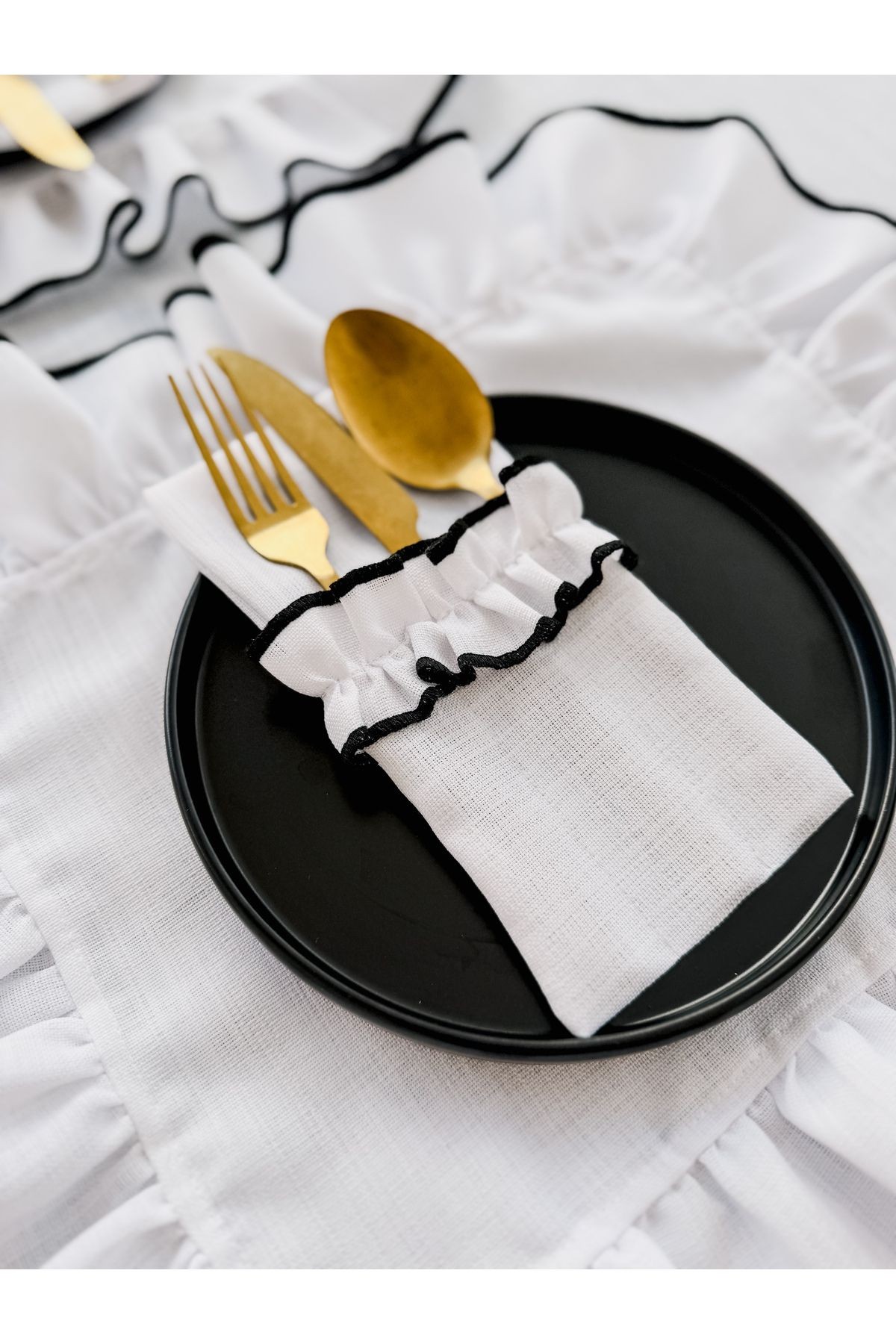 Shine White 3 Bölmeli Çatal-Kaşık-Bıçak Kılıfı 2Li
