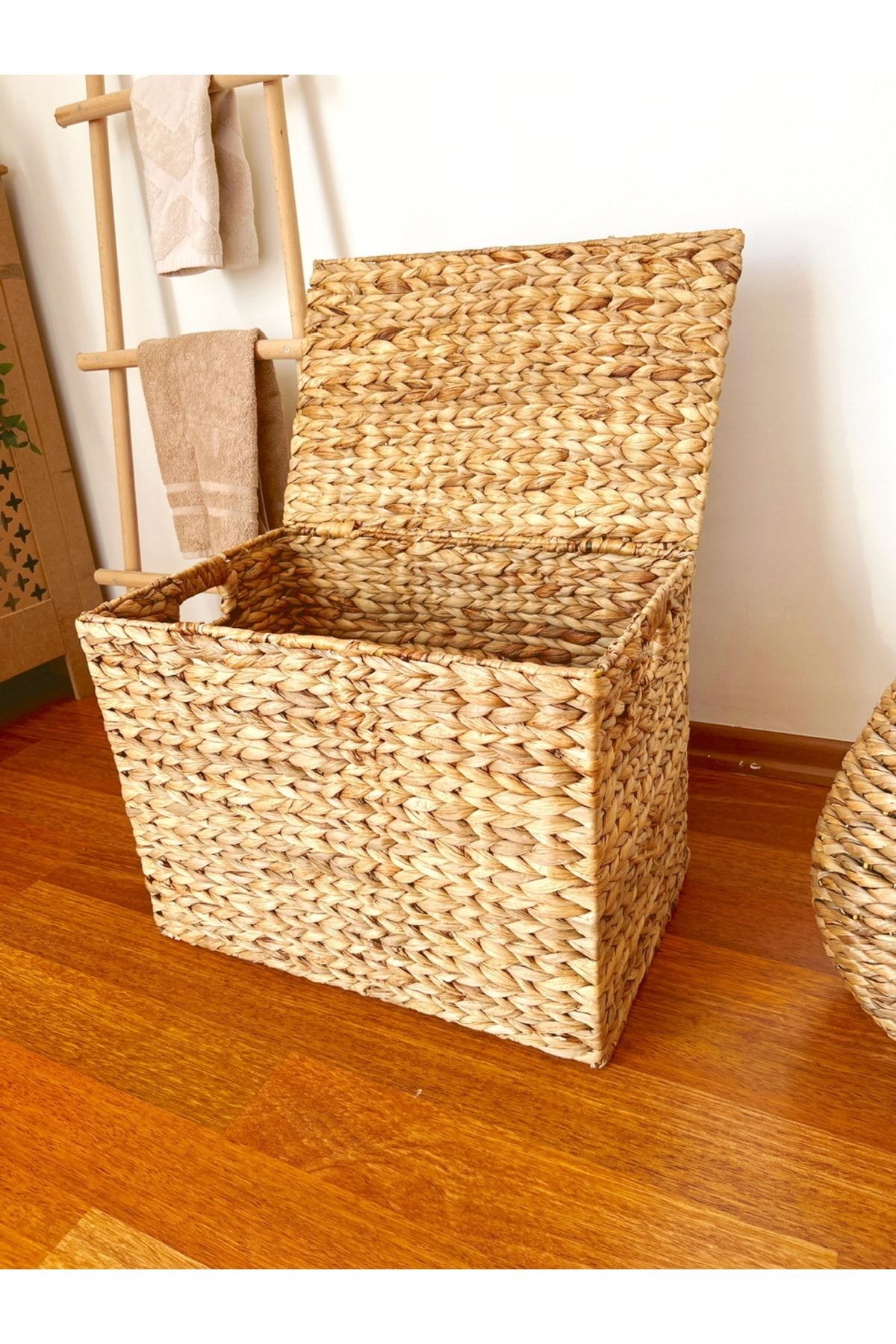 Hasır Su Sümbülü Kapaklı Sandık Model 51x39cm Düzenleyici/organizer