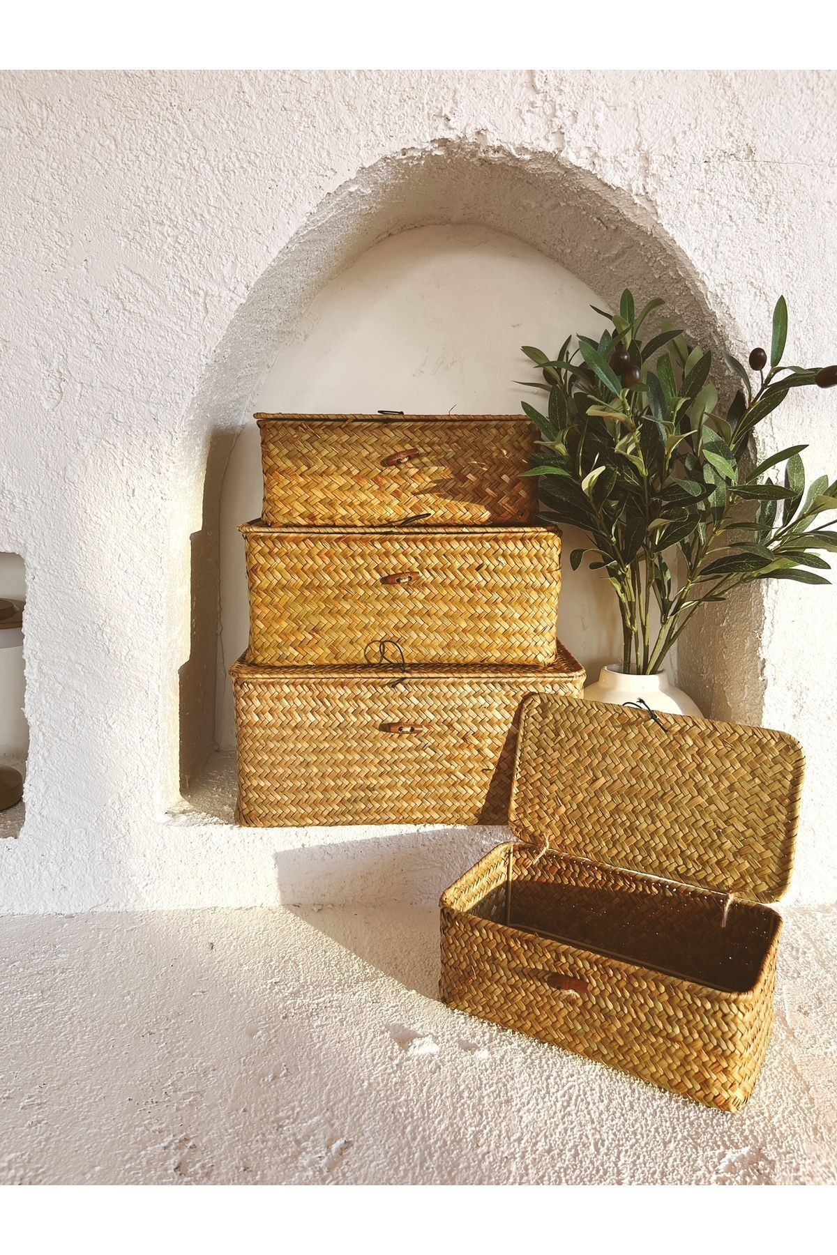 Bambu/Rattan Çok Amaçlı Hasır Düzenleyici/Organizer/Sepet/Banyo Düzenleyici