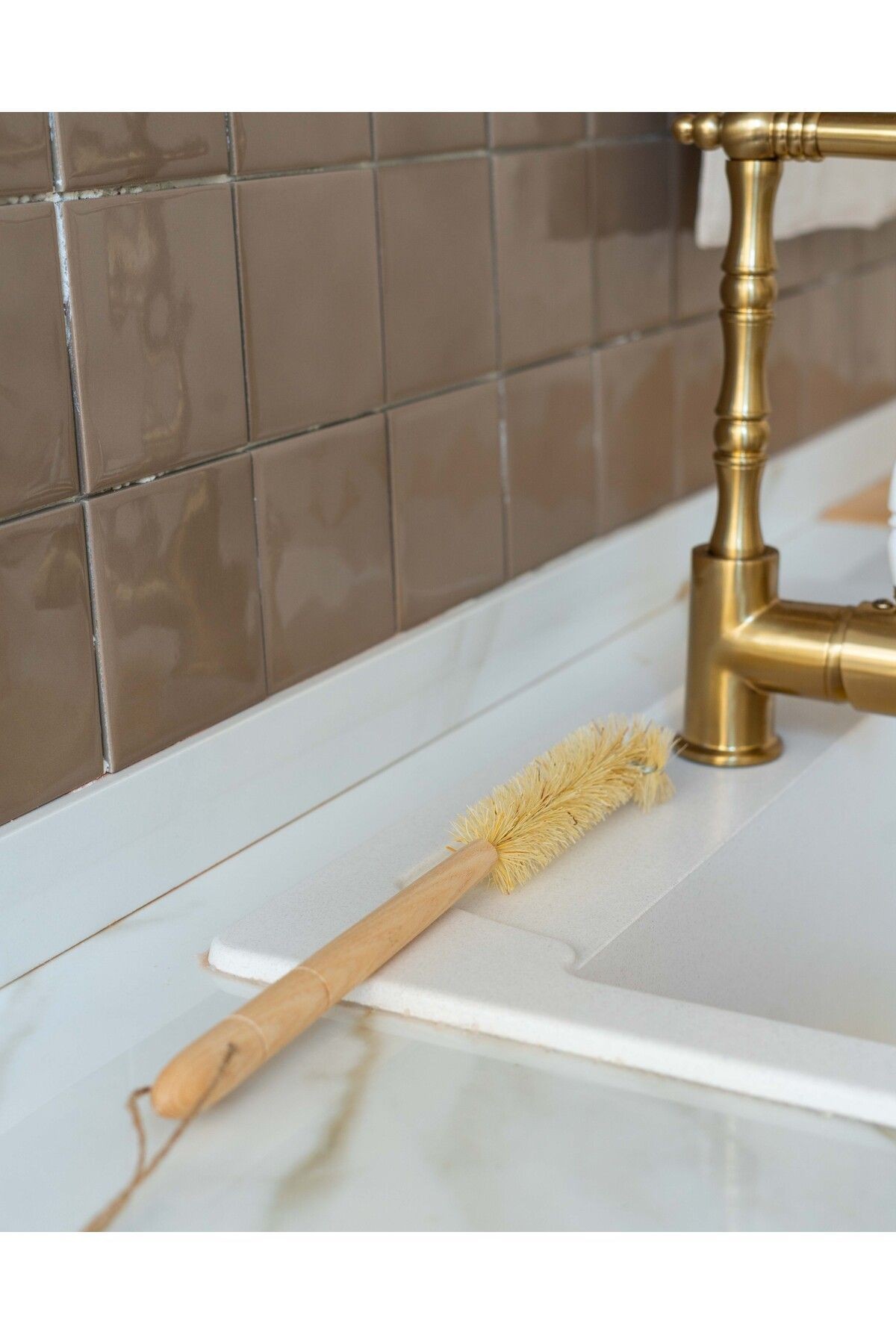 Ahşap Saplı Dekoratif Şişe Temizleme Fırçası