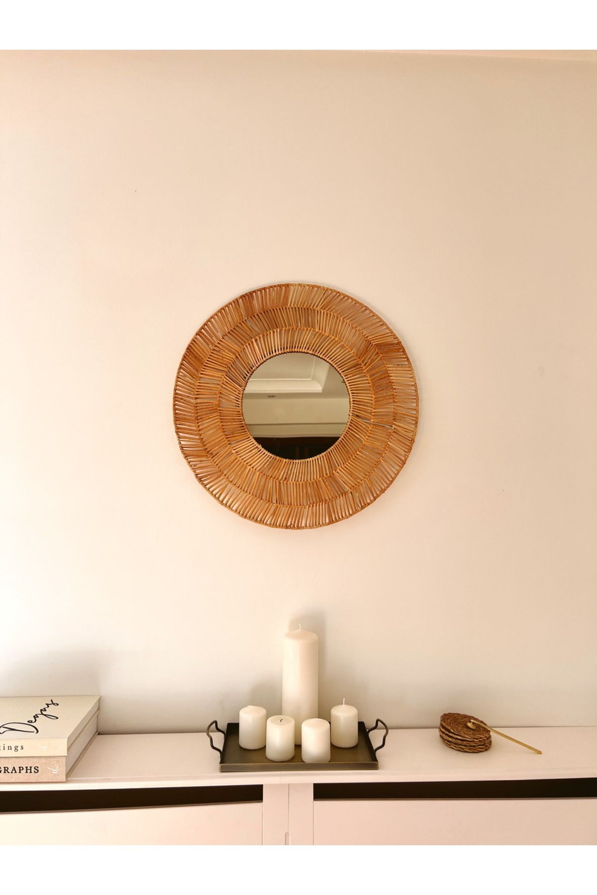 Bambu / Rattan Dekoratif Ayna 55cm
