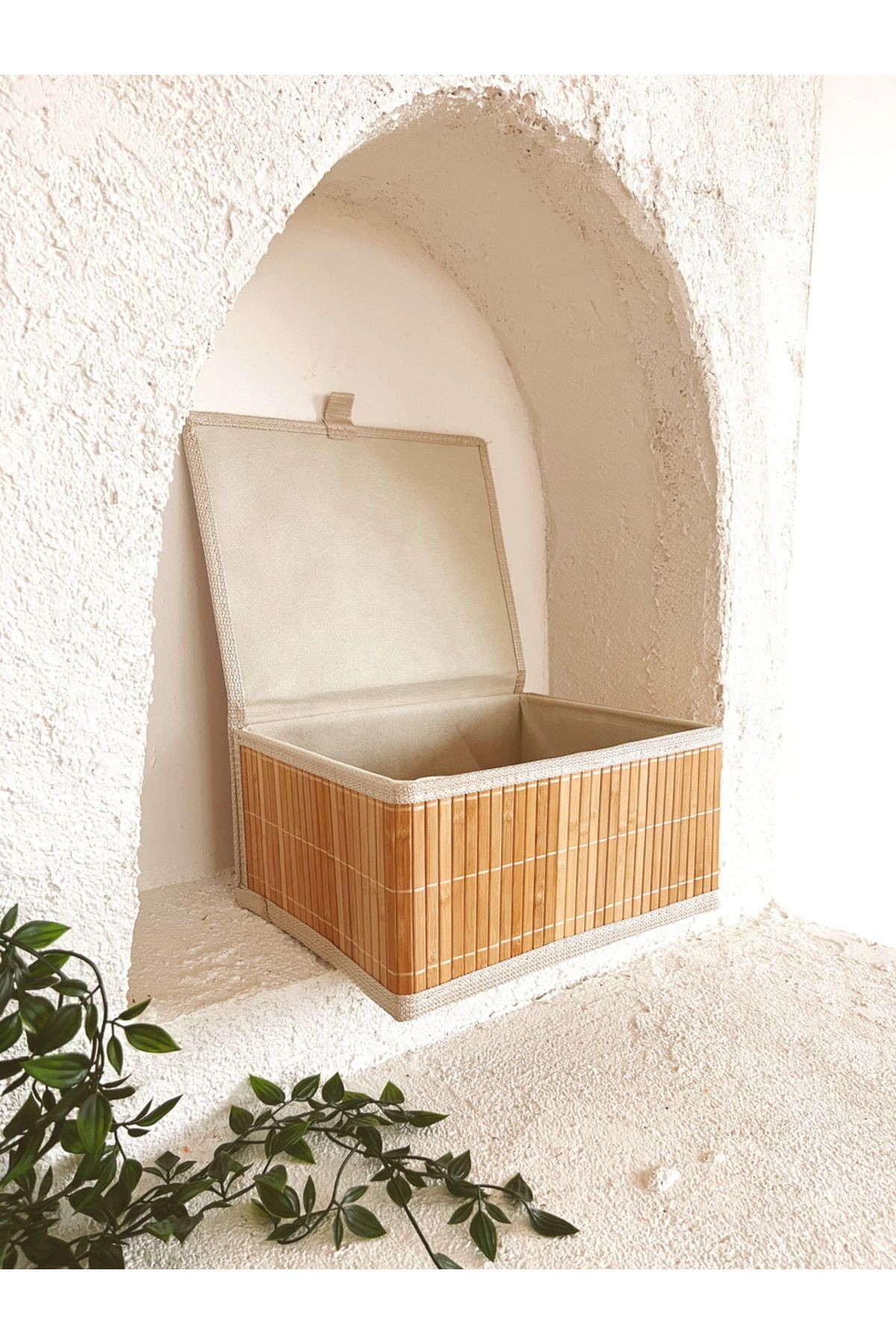 Bambu 31x25x15cm Çok Amaçlı Kapaklı Sepet/Düzenleyici/Organizer