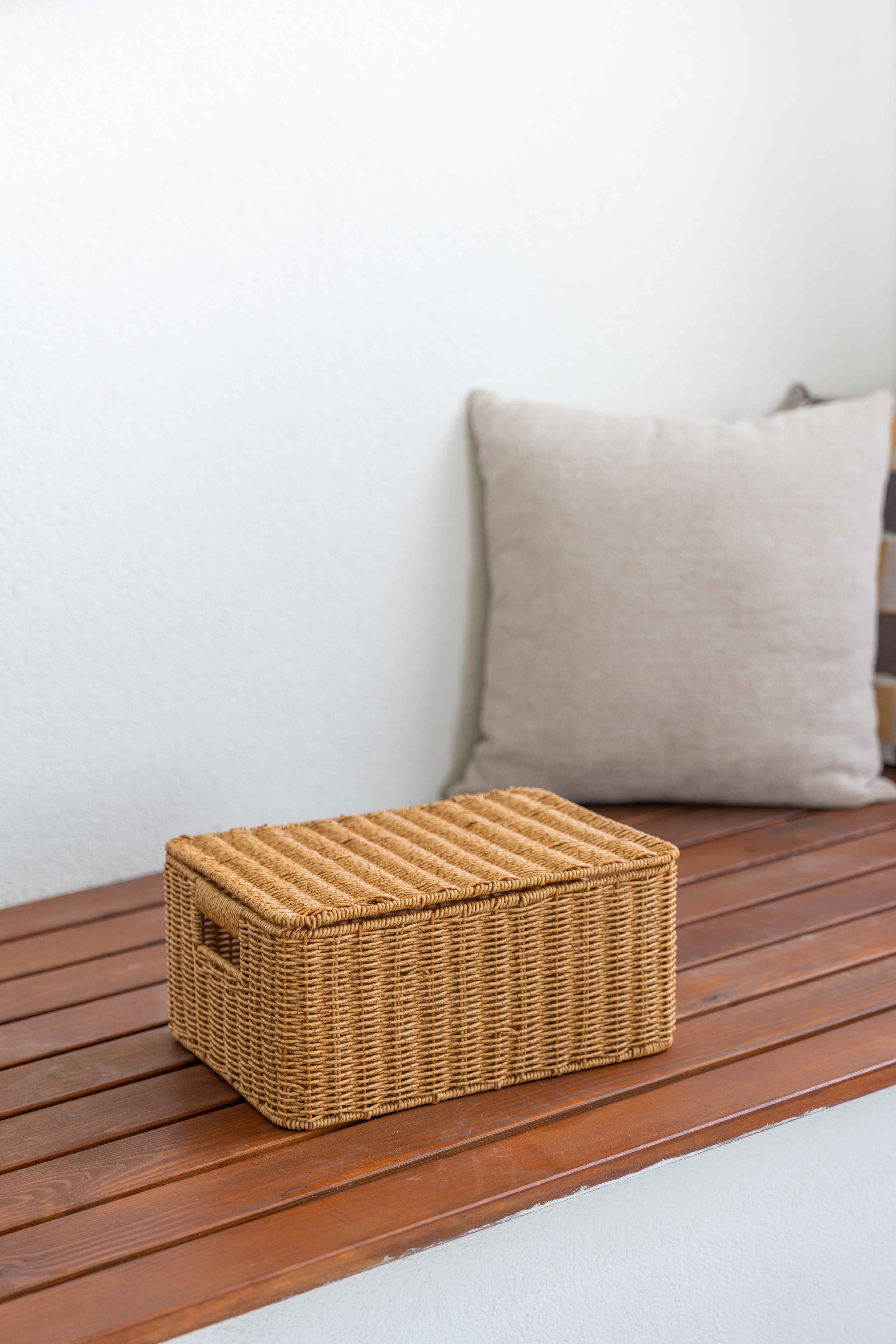 Bambu/Rattan Orta Boy Çok Amaçlı Hasır Düzenleyici/Organizer/Sepet/Banyo Düzenleyici
