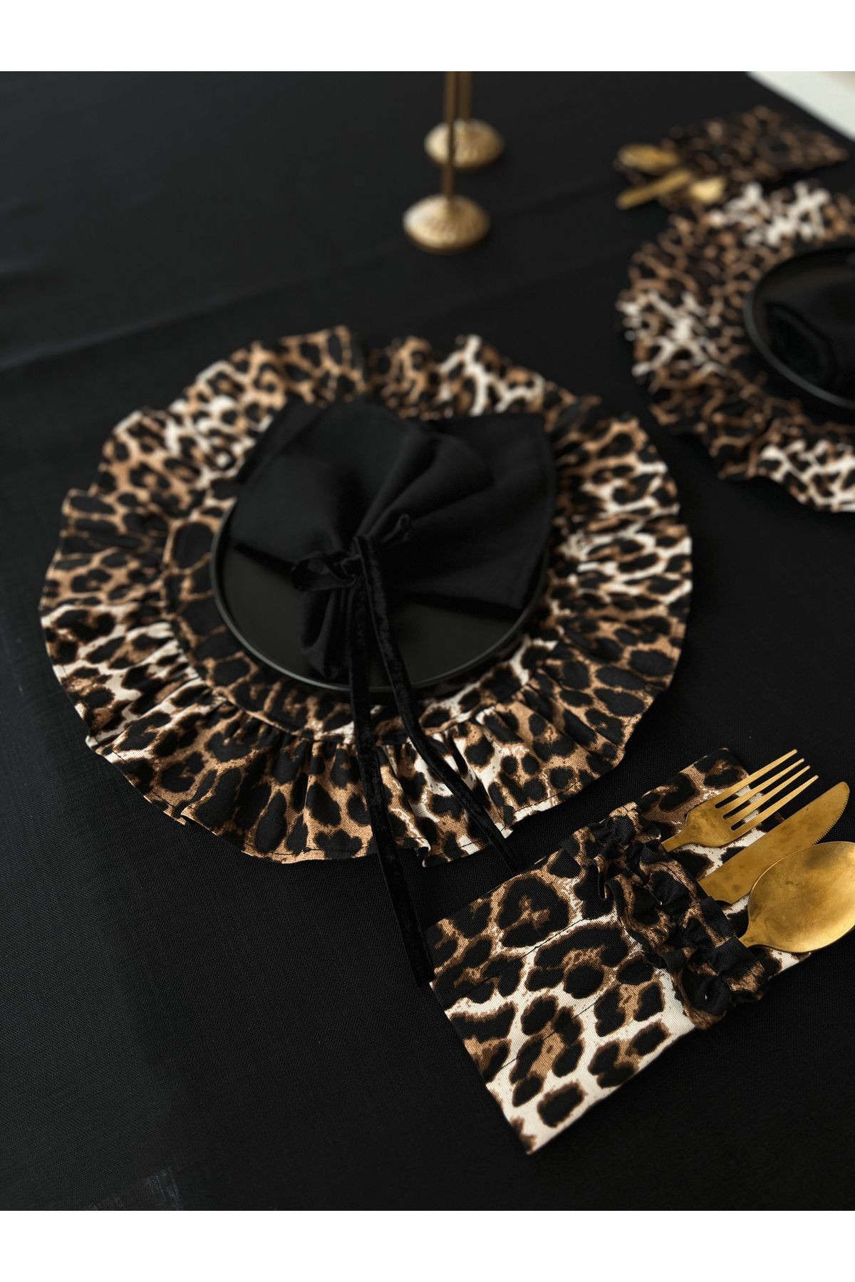 Leopard Keten Fırfırlı Yuvarlak Supla 2Lİ