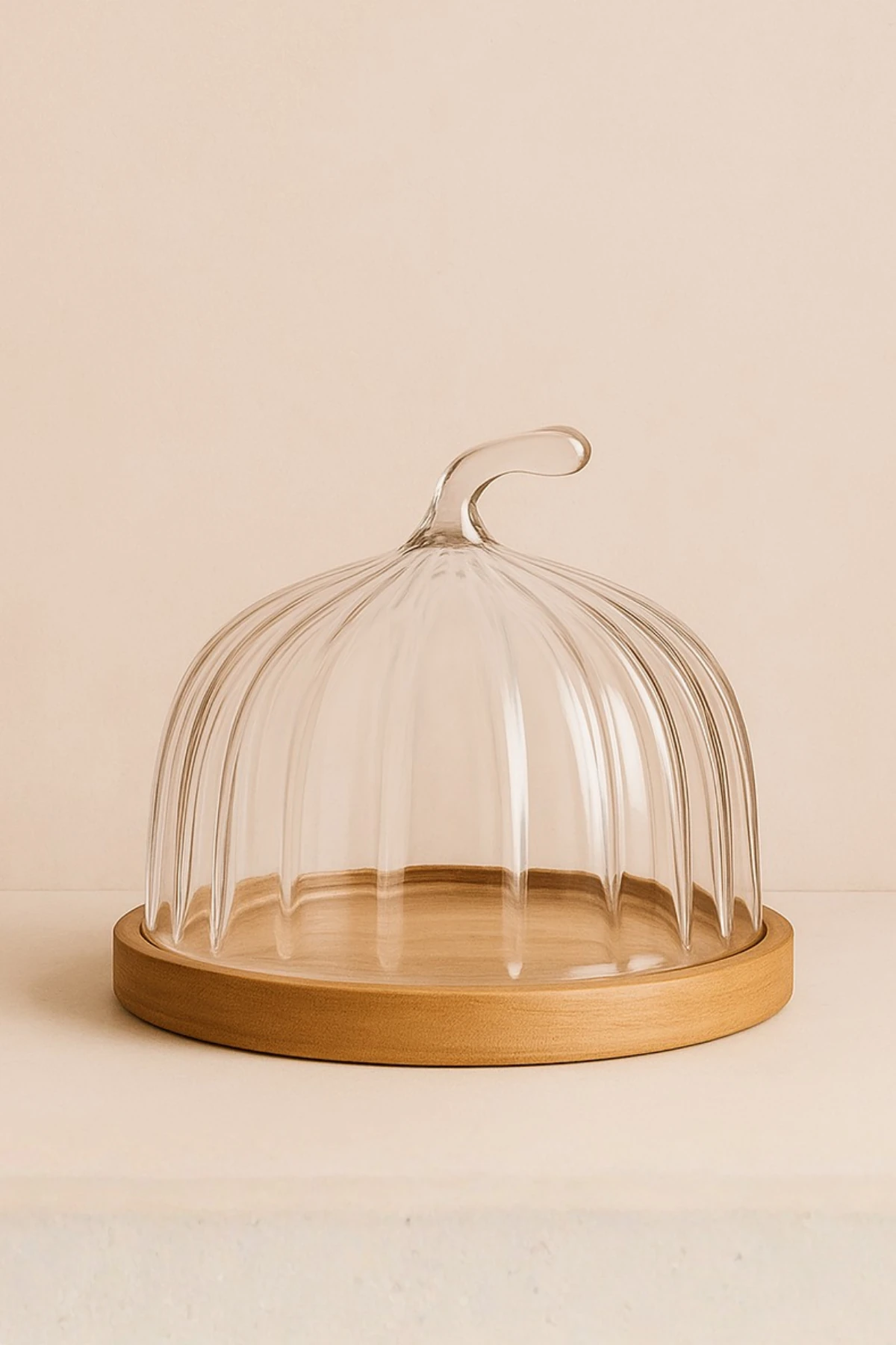 Ahşap Cam Kapaklı 25 Cm Sunum Standı – Kek, Kurabiye ve Kahvaltılık Servisi