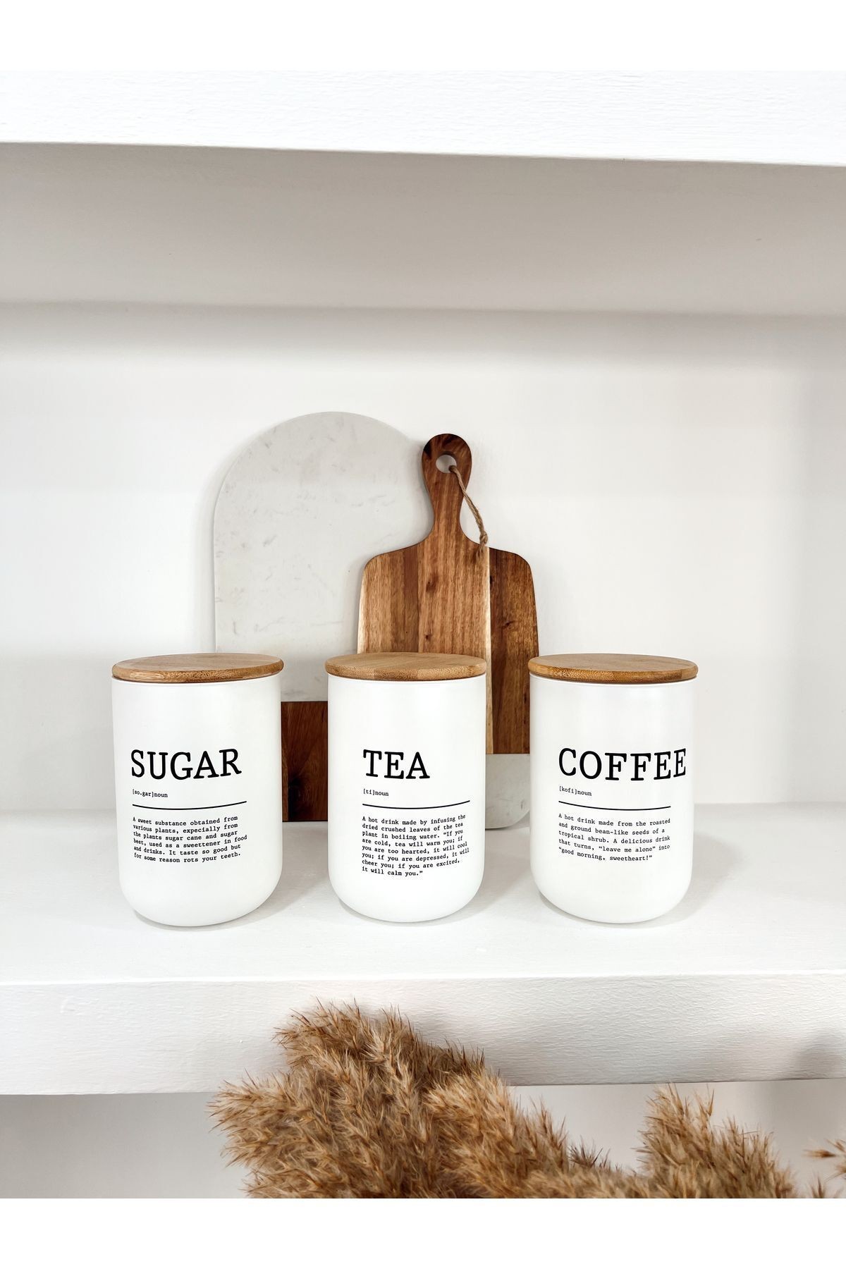 3lü Bambu Kapaklı Çay/Kahve/Şeker Kavanozu