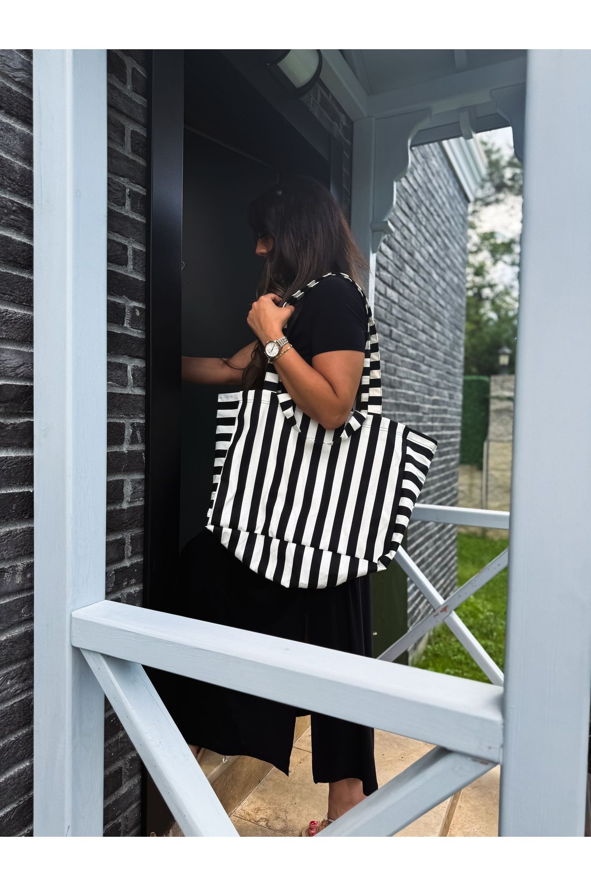 Stripe Büyük Boy Çanta / Tote