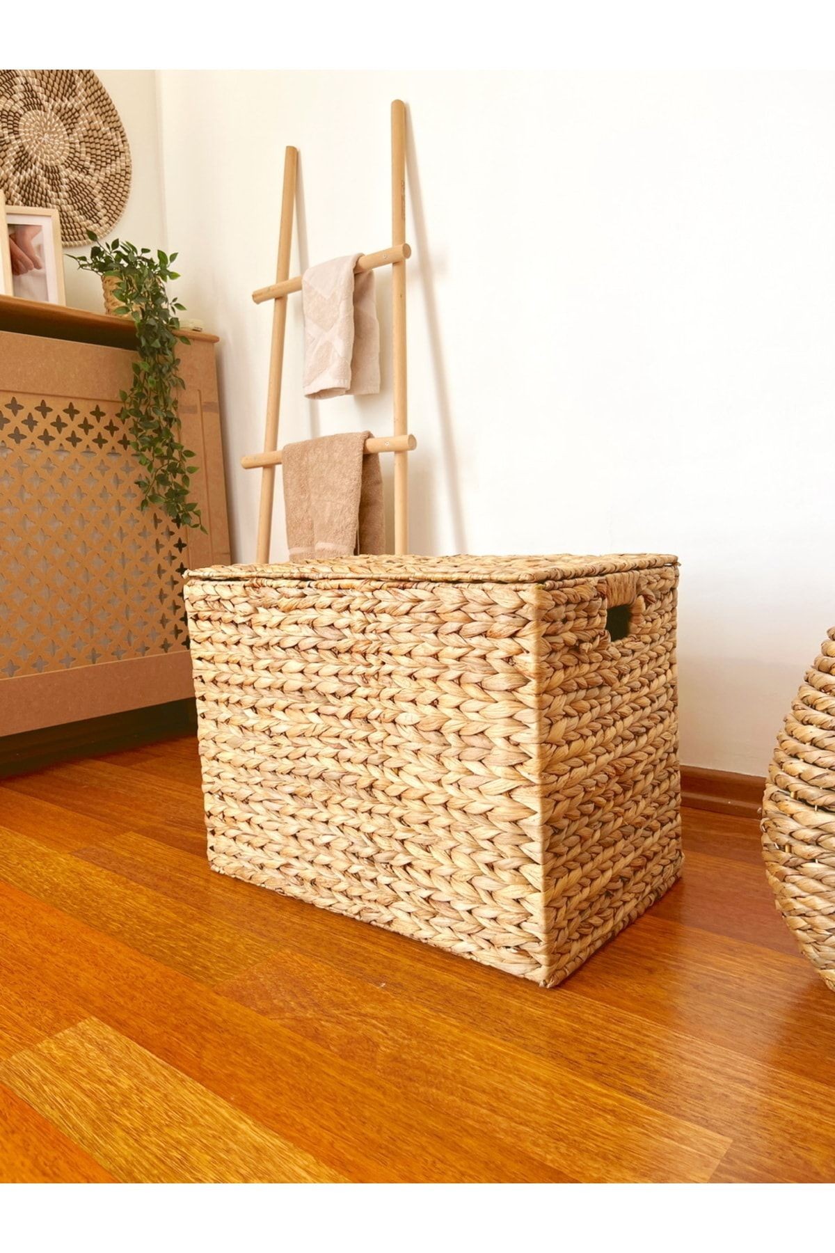 Hasır Su Sümbülü Kapaklı Sandık Model 51x39cm Düzenleyici/organizer