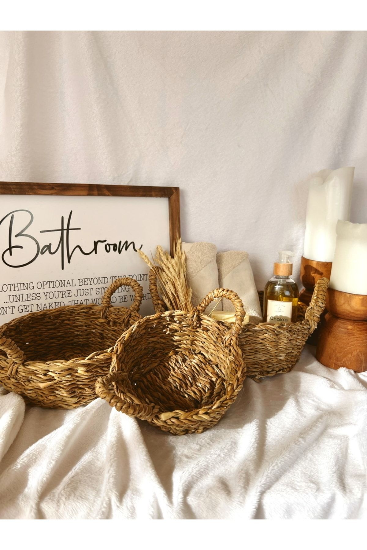 Hasır 3lü Sepet/düzenleyici/banyo Düzenleyici