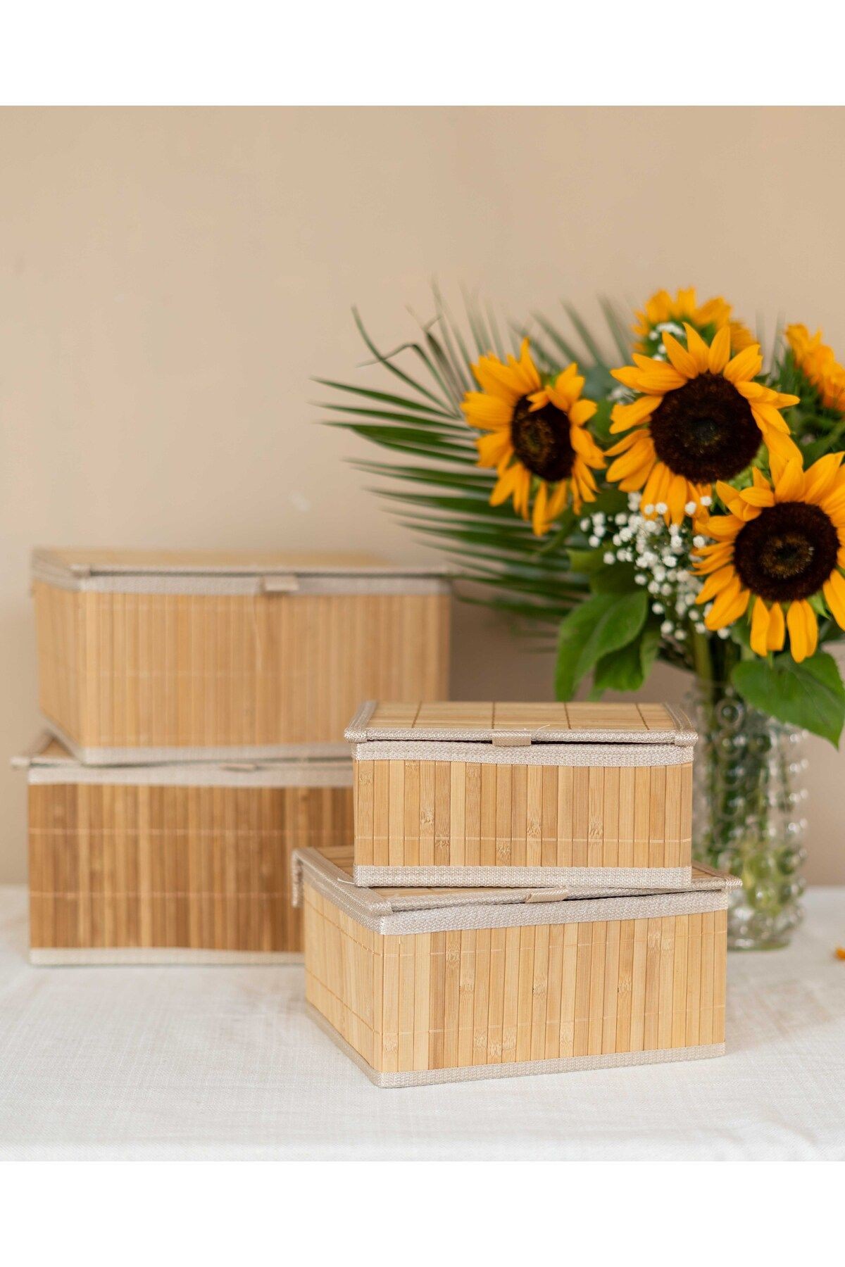 Bambu 35x27x16cm Çok Amaçlı Kapaklı Sepet/Düzenleyici/Organizer
