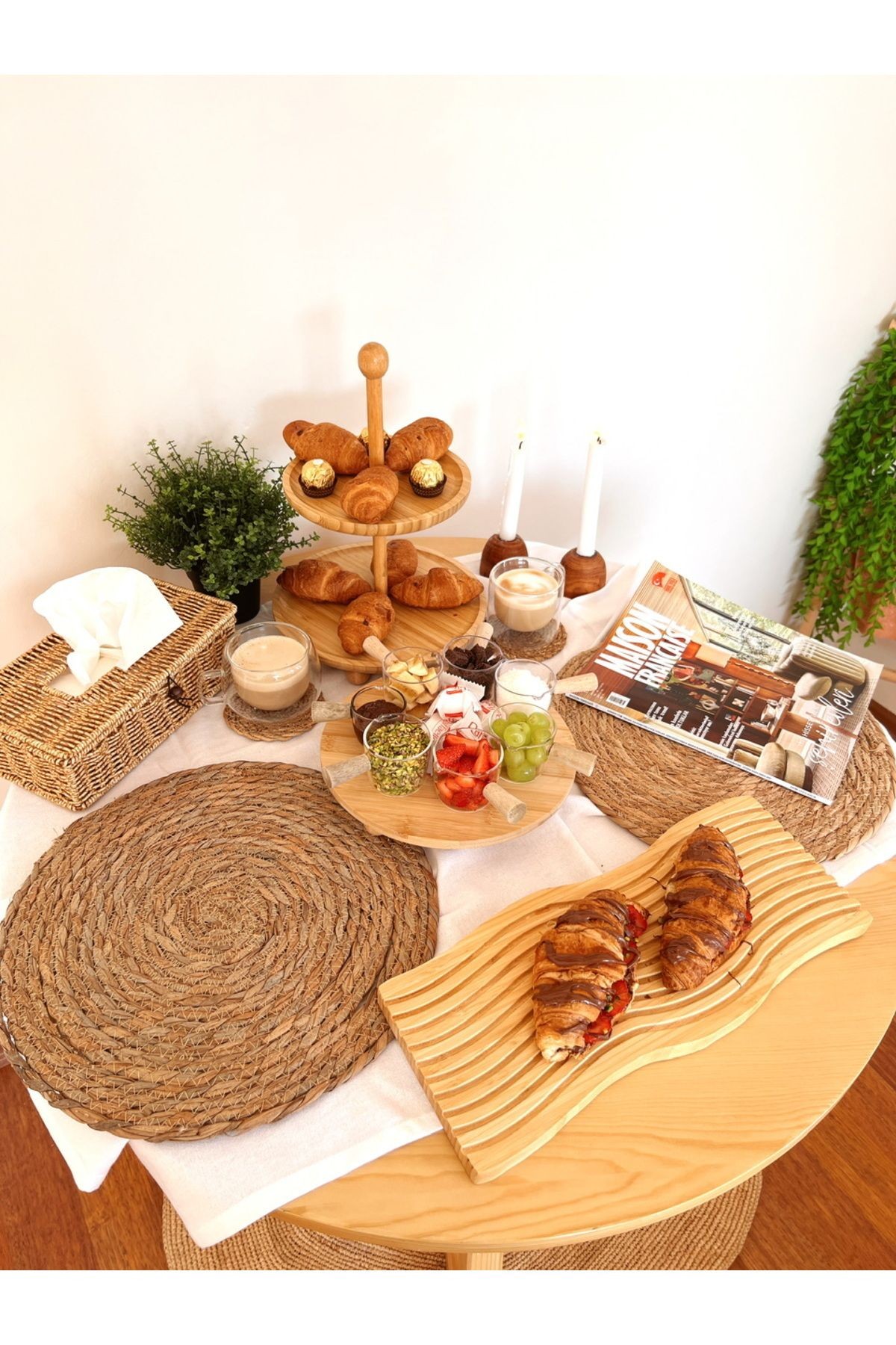 El Yapımı Bambu/Rattan Peçetelik / Saklama Kutusu