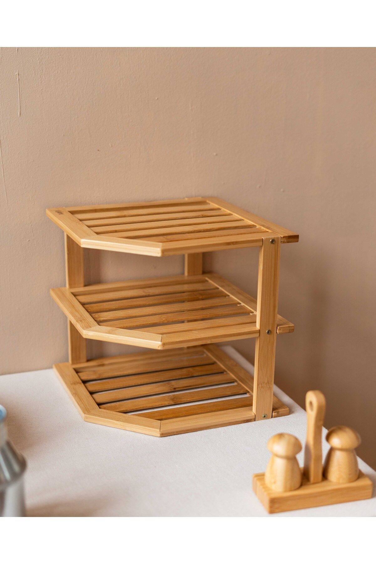 Bambu 3Katlı Köşe Raf / Organizer / Düzenleyici
