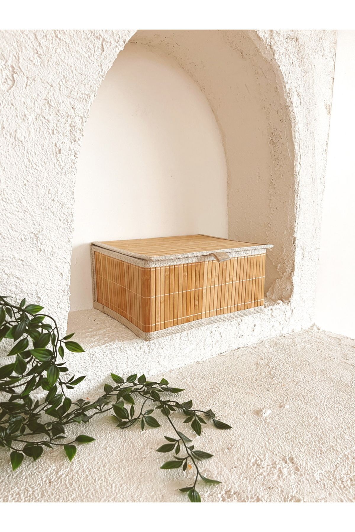 Bambu 31x25x15cm Çok Amaçlı Kapaklı Sepet/Düzenleyici/Organizer