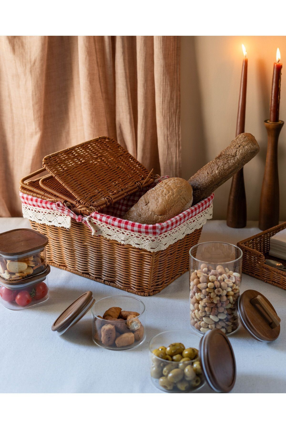 Rattan İç Korumalı Piknik Sepeti