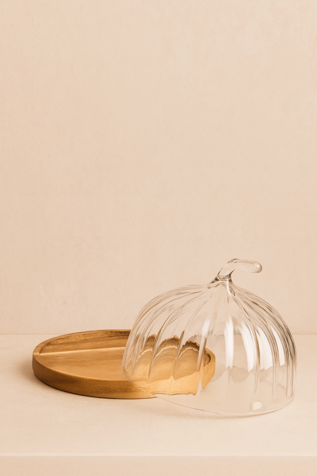 Ahşap Cam Kapaklı 25 Cm Sunum Standı – Kek, Kurabiye ve Kahvaltılık Servisi