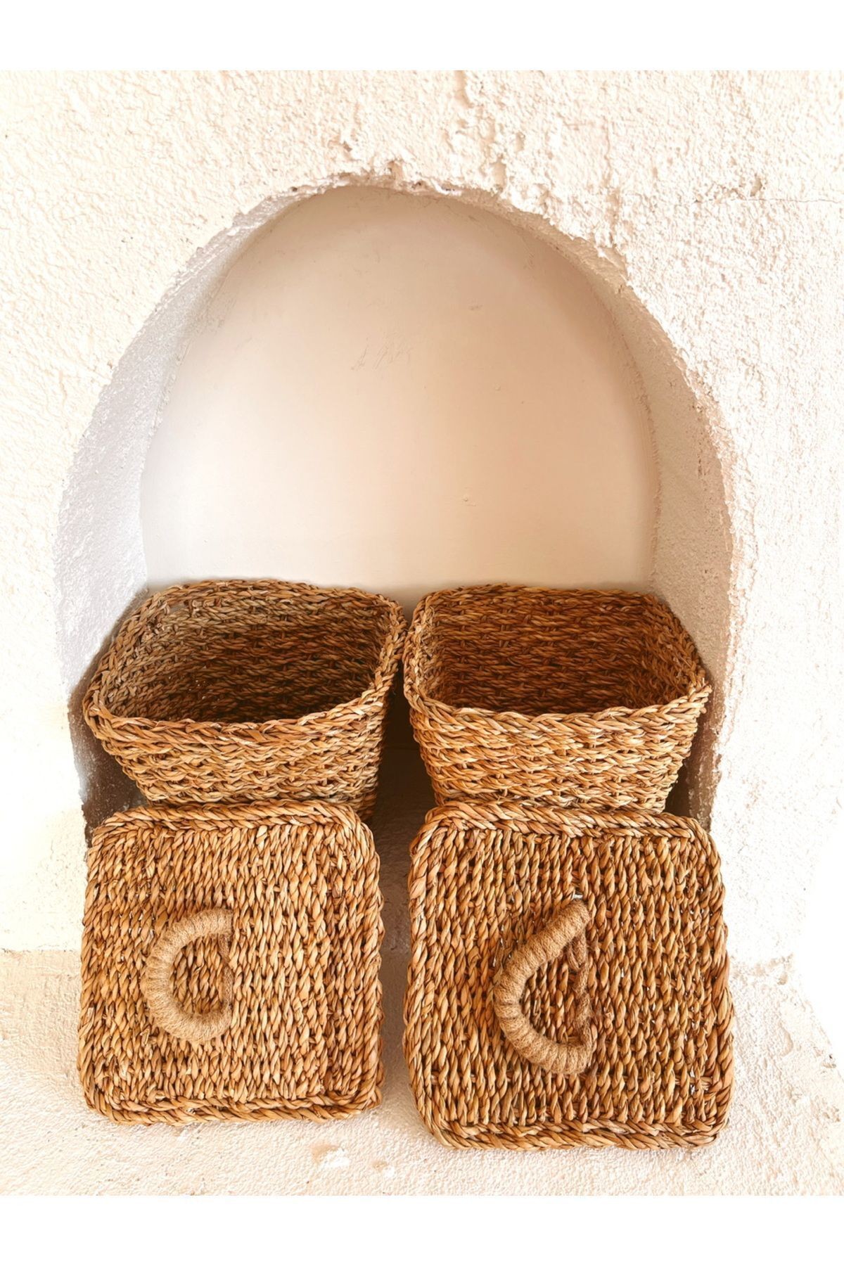 2Li Hasır Kapaklı 26x26x23cm Patates ve Soğan Sepeti/Sepet
