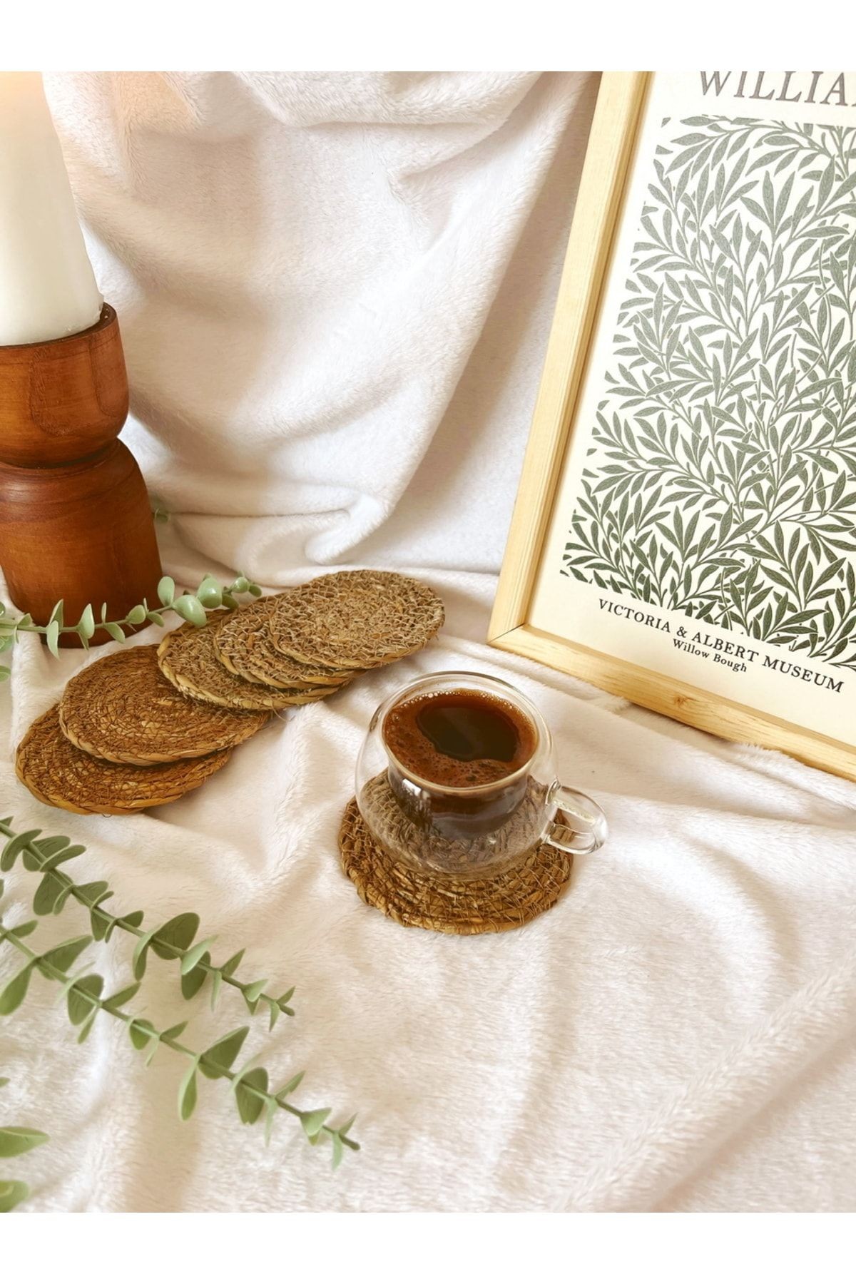Naturel Hasır 6lı Bardak Altlığı