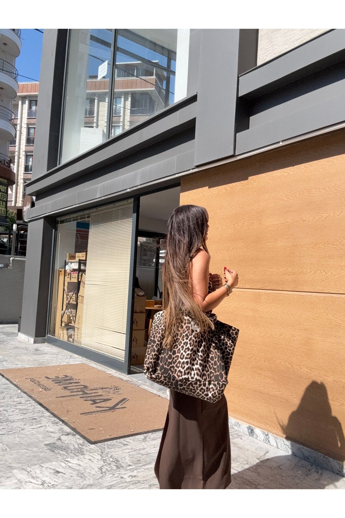 Leopard Büyük Boy Shopper Çanta