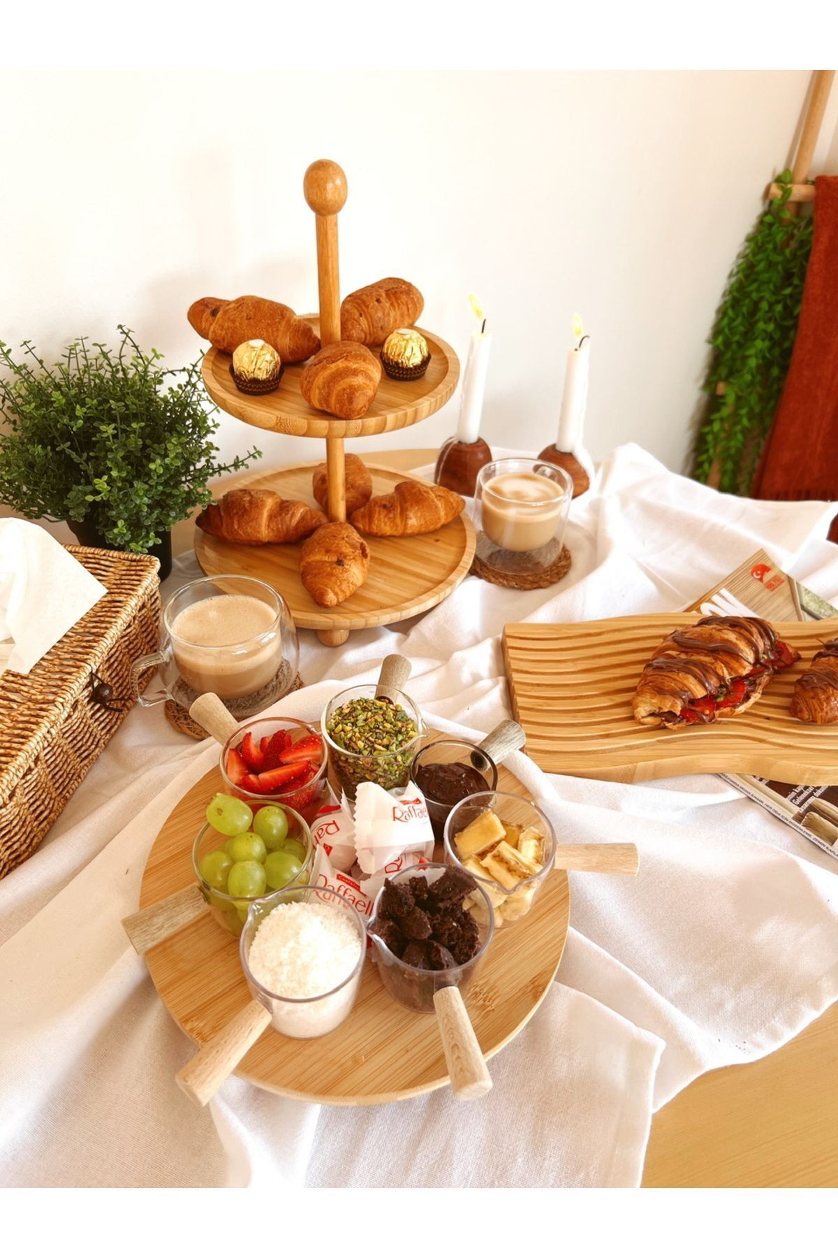 Bambu Misket Ayaklı 2 Katlı Stand / Sunumluk