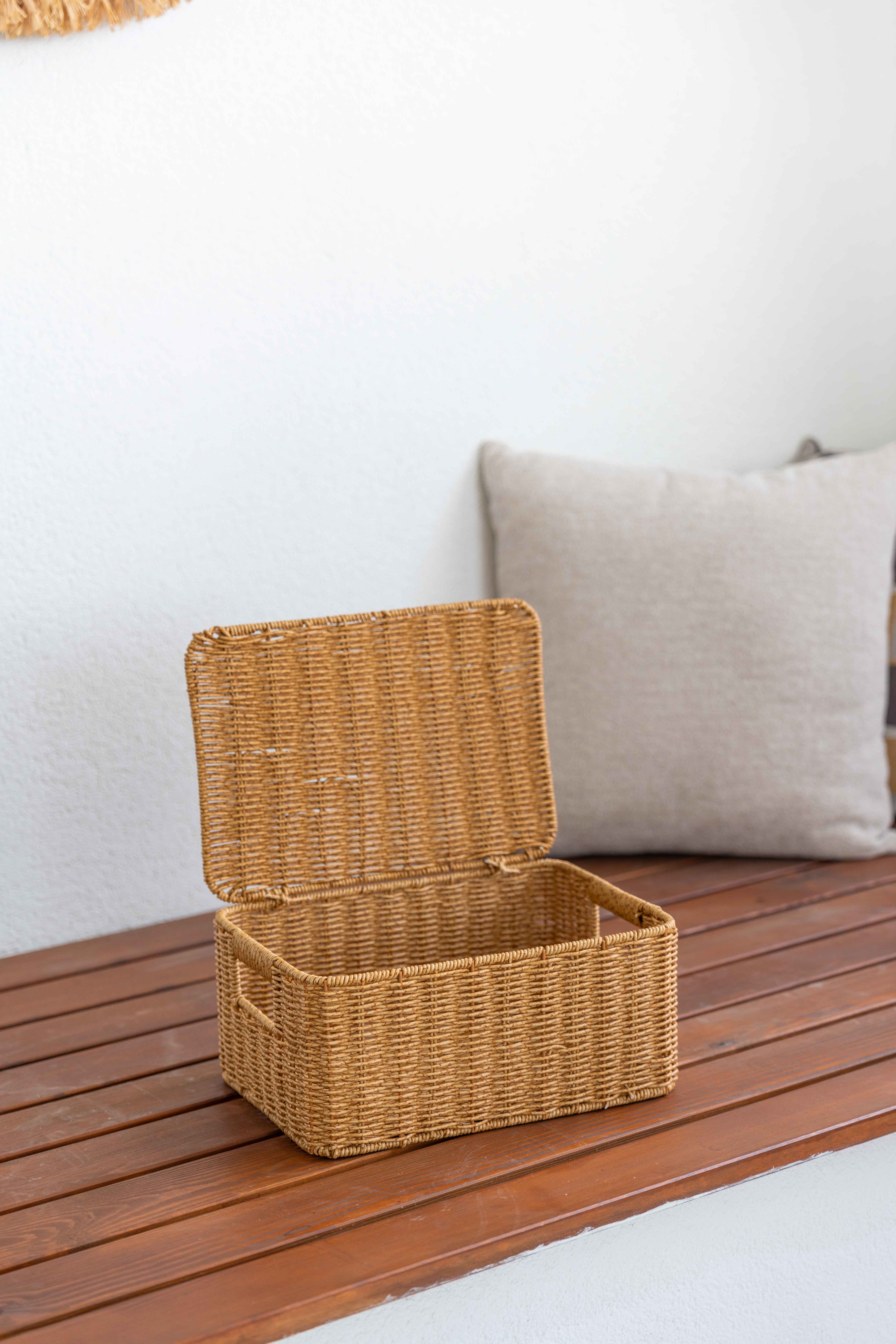 Bambu/Rattan Orta Boy Çok Amaçlı Hasır Düzenleyici/Organizer/Sepet/Banyo Düzenleyici