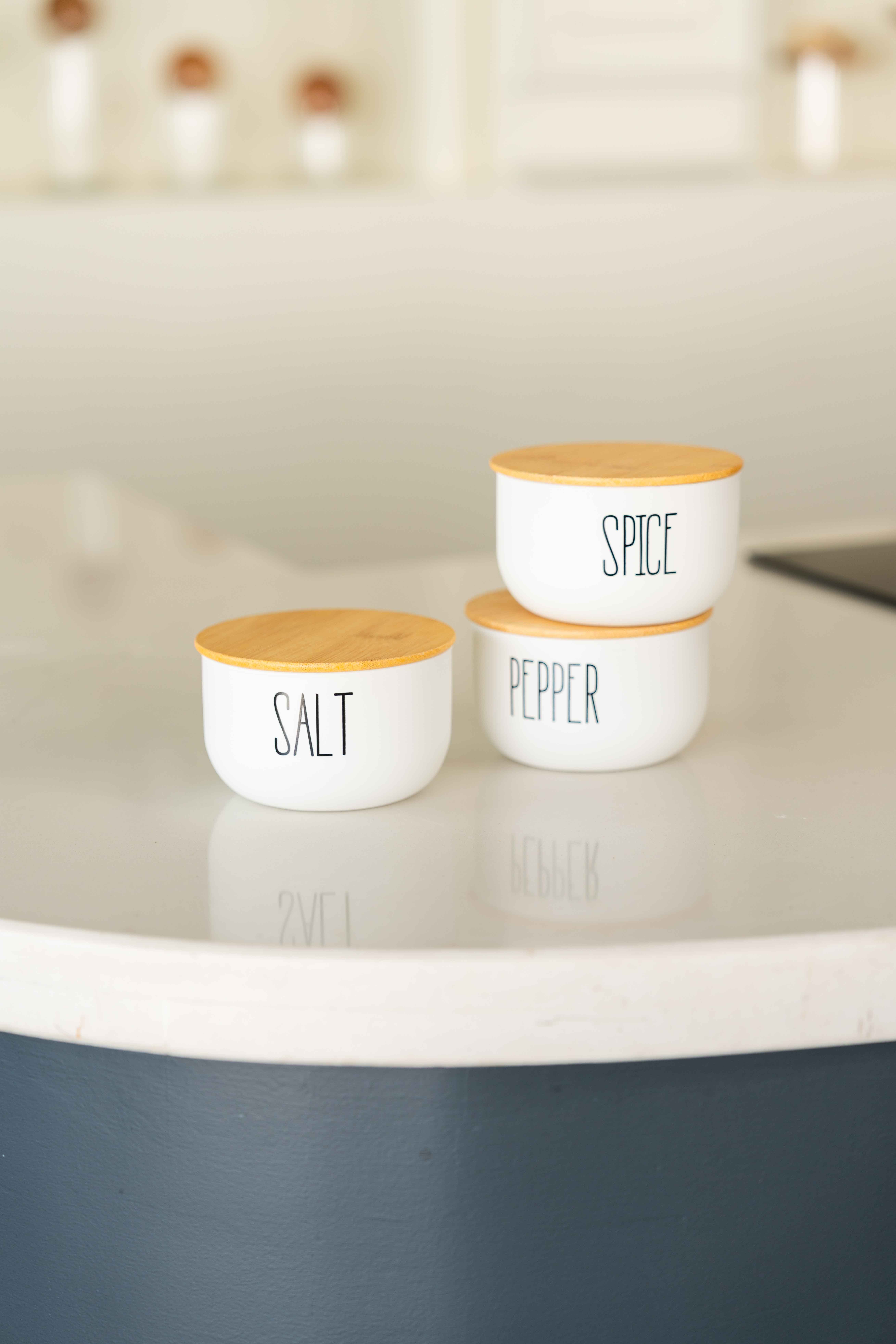 3Lü Cam Bambu Kapaklı Salt/Pepper/Spice Kavanozu
