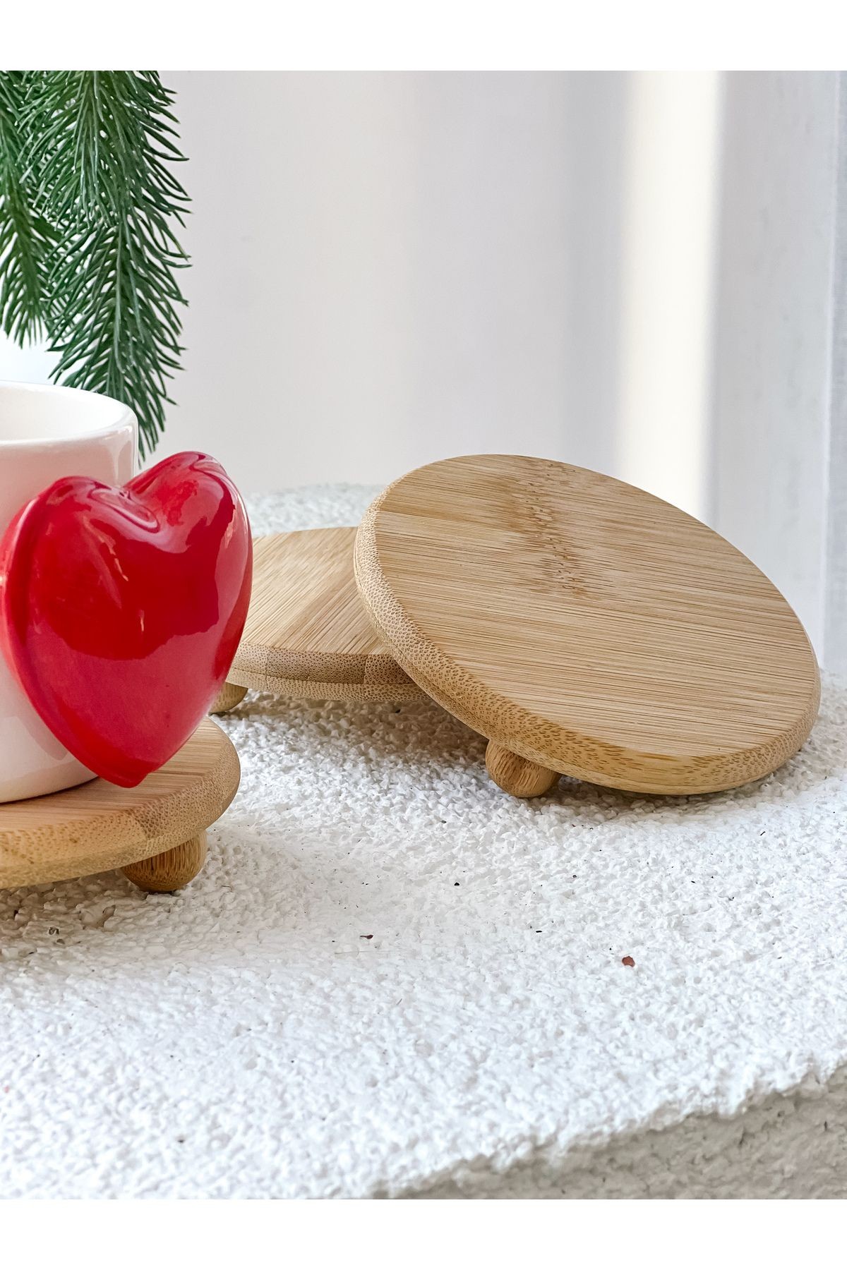 Bambu Top Ayaklı Yükseltici / Bardak Altlığı