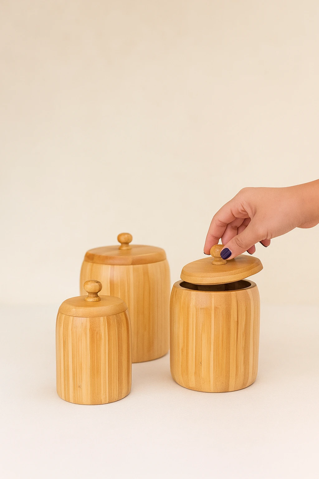 3lü Bambu Kavanoz Seti 11-9-8cm