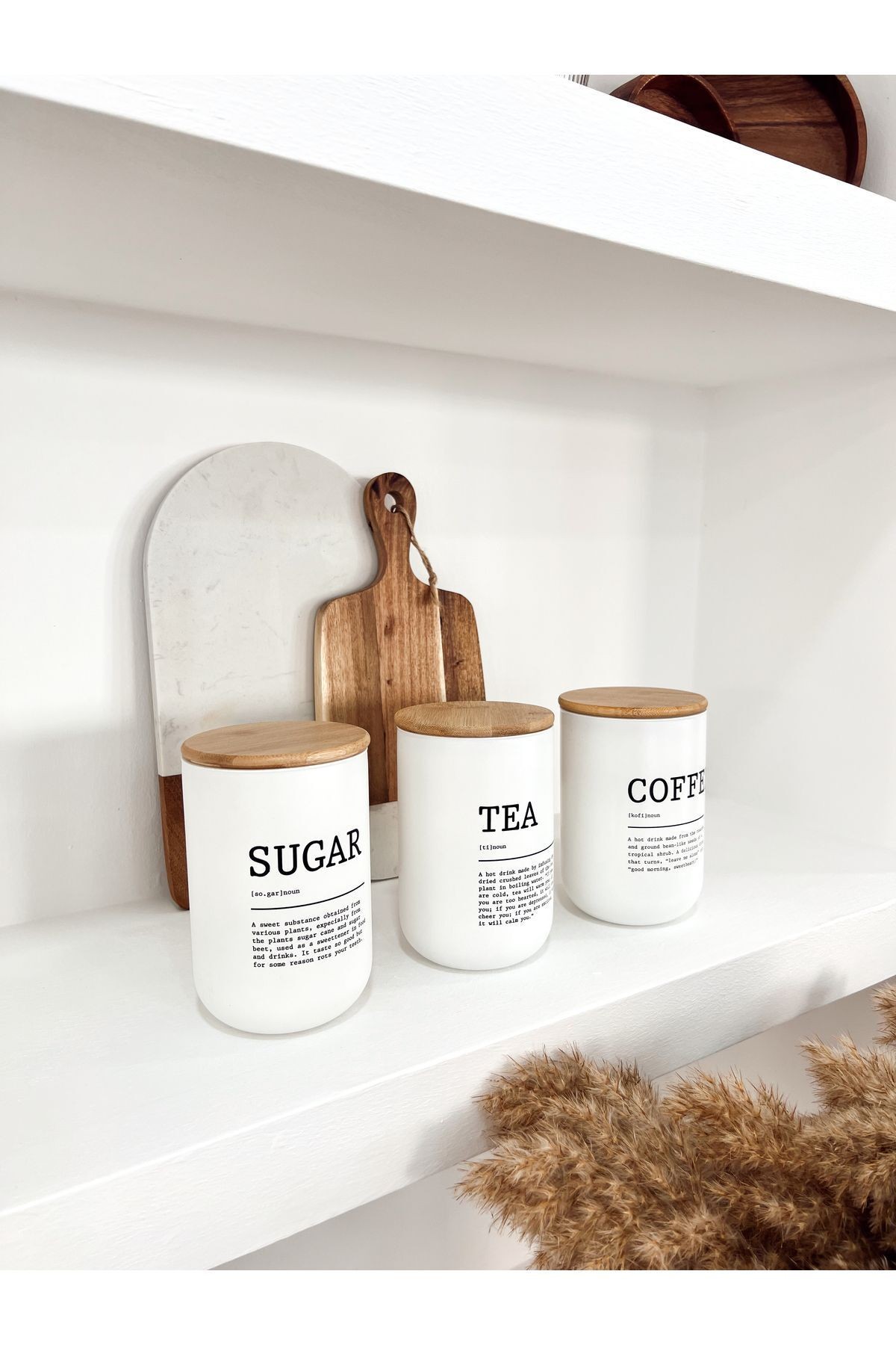 3lü Bambu Kapaklı Çay/Kahve/Şeker Kavanozu