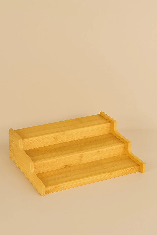 Ahşap Merdiven Standlı 12li 300 ml Baharatlık 12 Adet Ahşap Kaşık