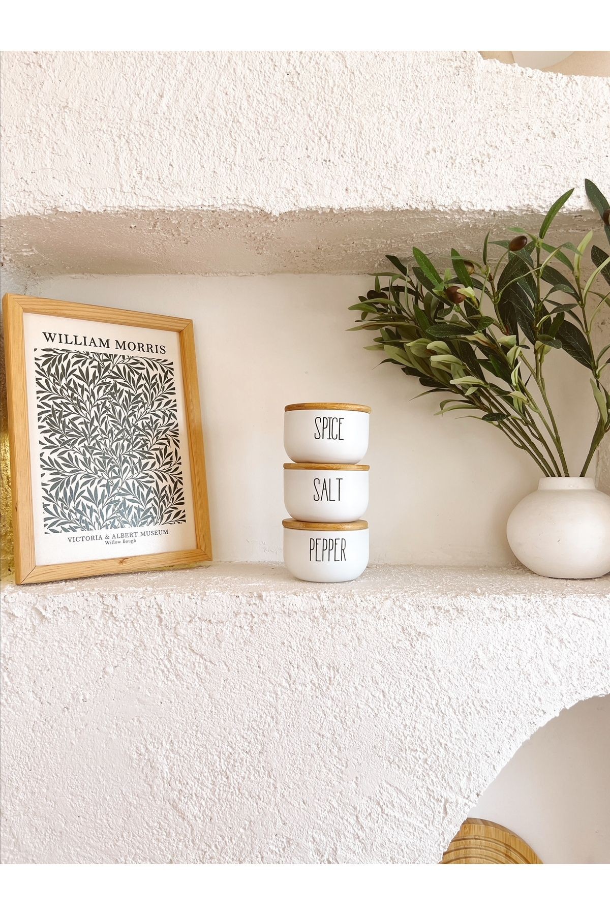3Lü Cam Bambu Kapaklı Salt/Pepper/Spice Kavanozu