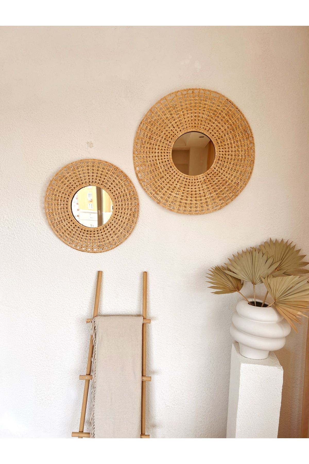 Bambu / Rattan 2Li Dekoratif Ayna 70-55CM