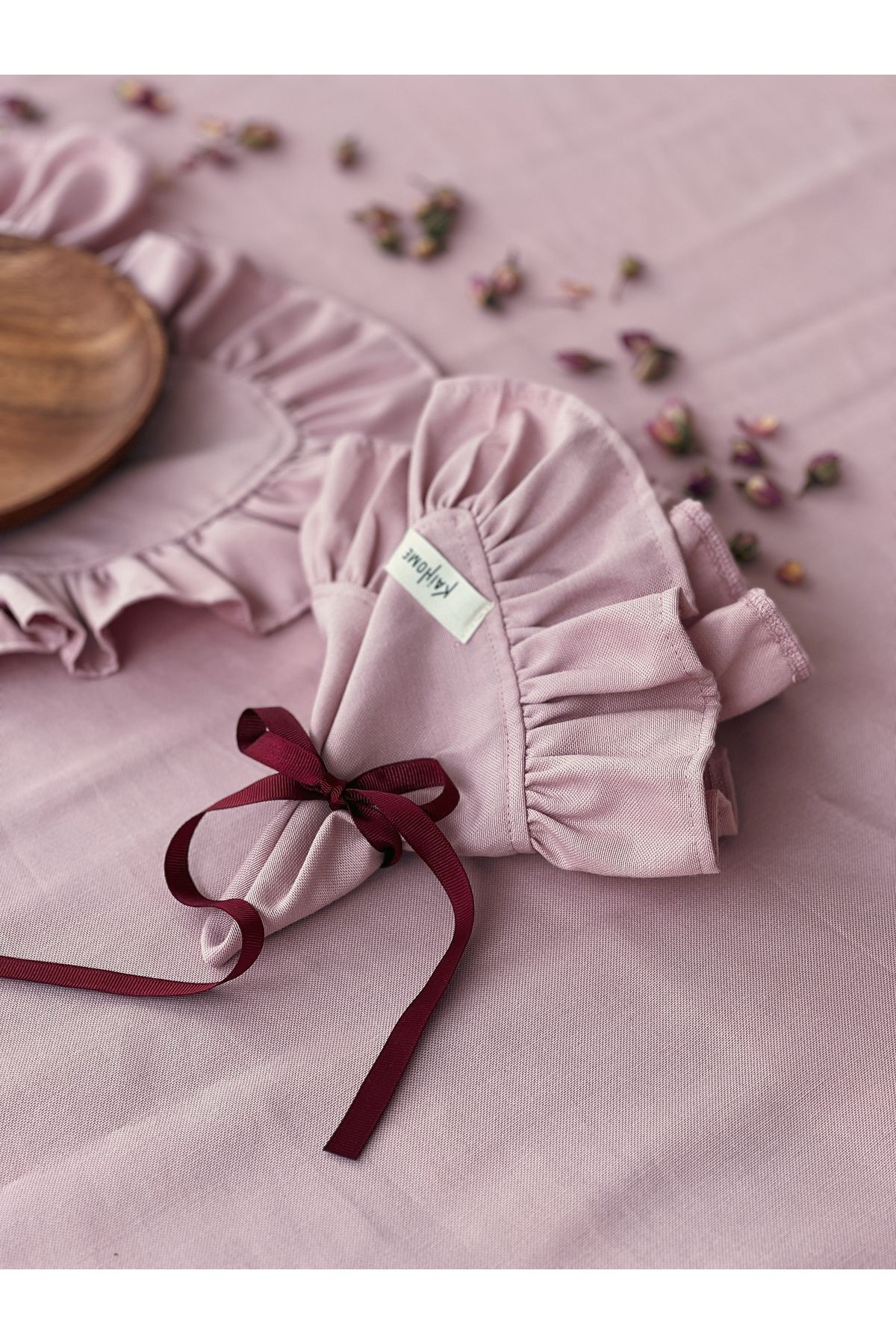 Rosy 2Li Keten Kumaş Fırfırlı Peçete / Supla