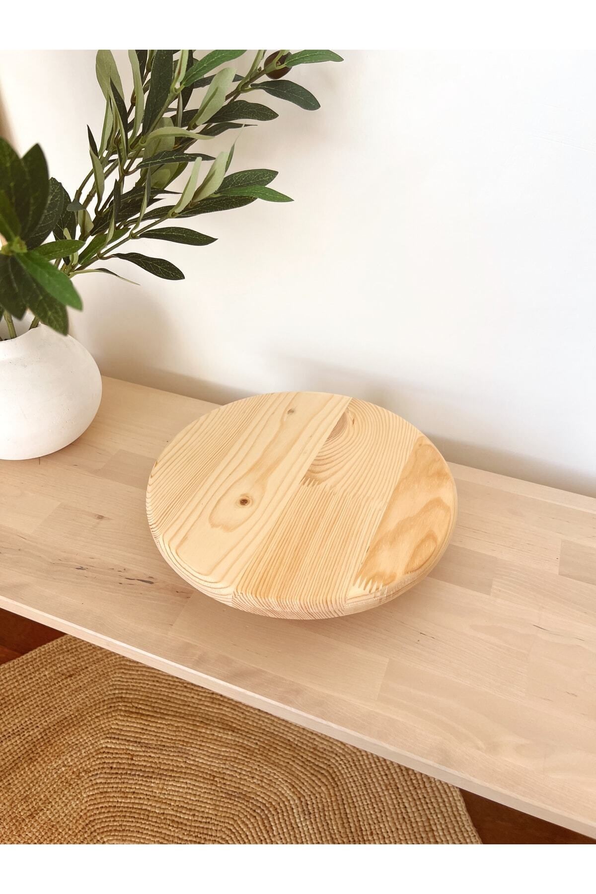 Ahşap Yuvarlak Ayaklı Stand/Sunum Tabağı/Peynir Tabağı