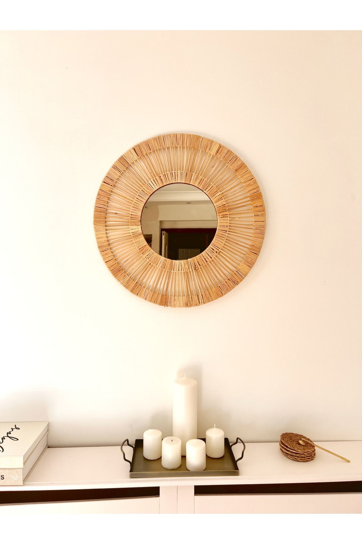 Bambu / Rattan Dekoratif Ayna 55cm