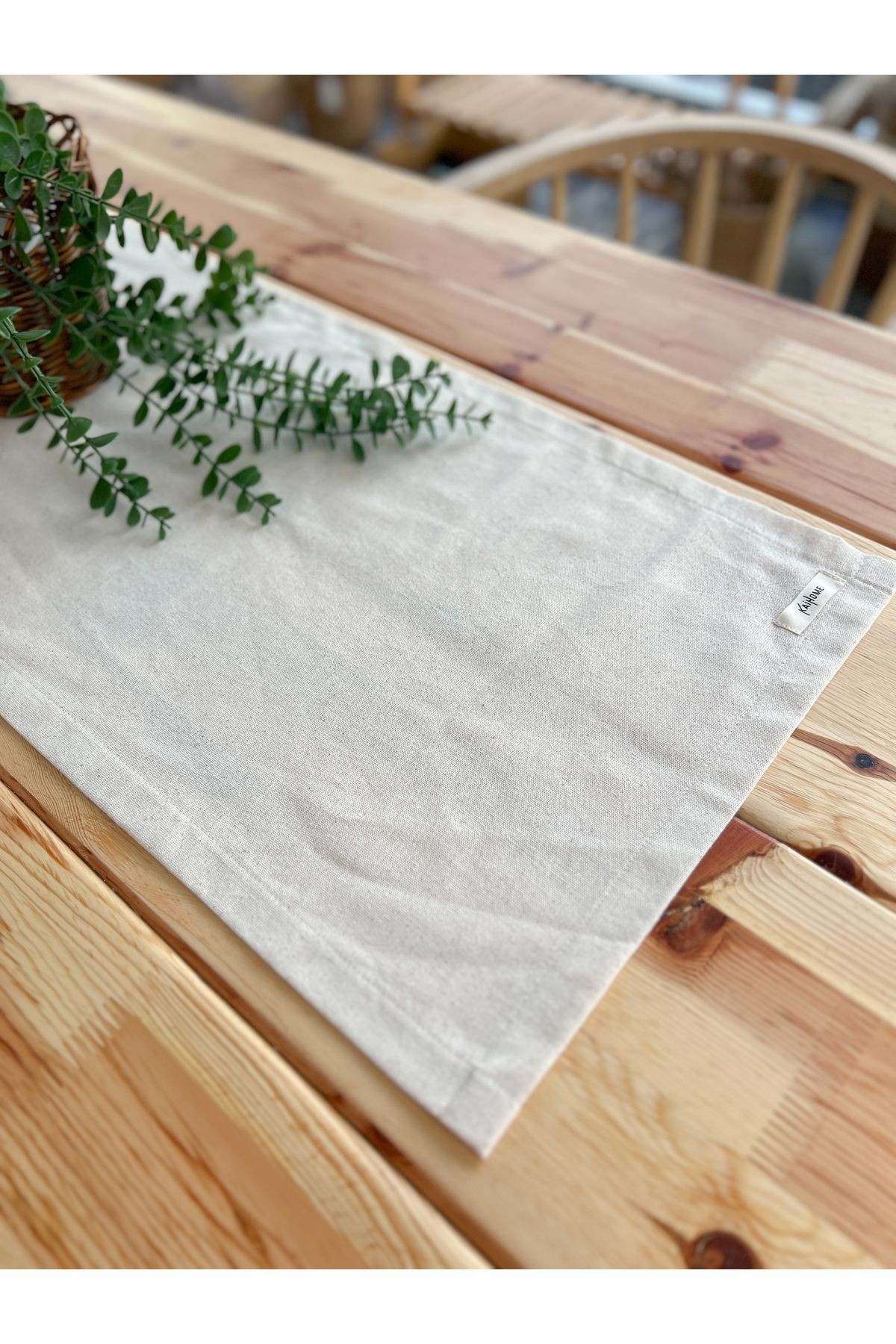 Ham Keten Dikdörtgen Düz Runner 40x120cm