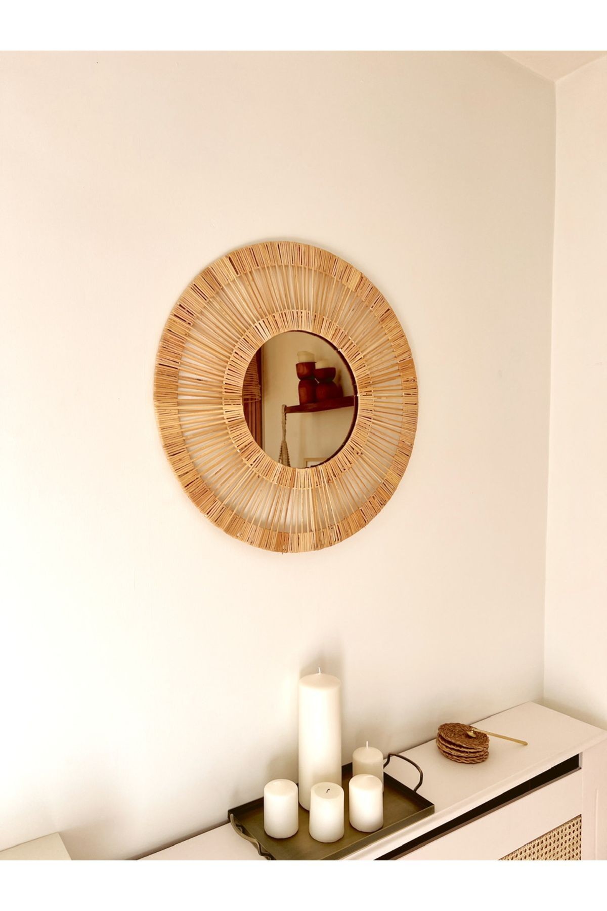 Bambu / Rattan Dekoratif Ayna 55cm