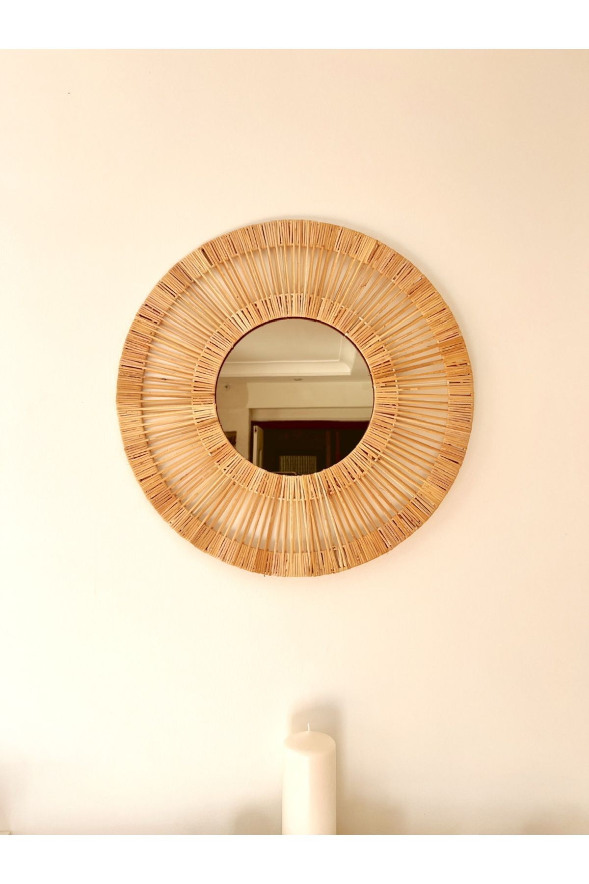 Bambu / Rattan Dekoratif Ayna 55cm