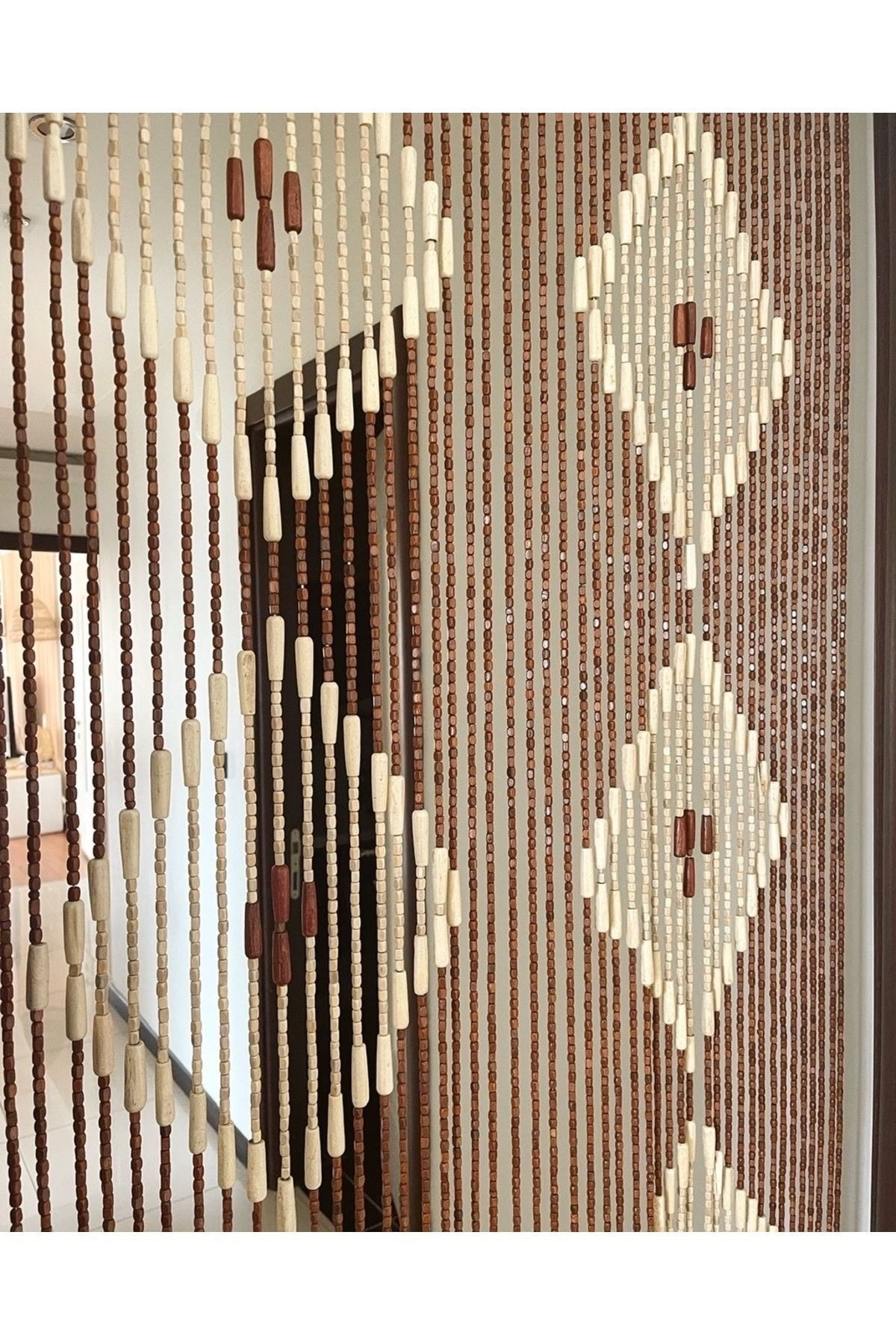Ahşap Kapı Perdesi 27 Sıra Sık Boncuklu El Işçiliği